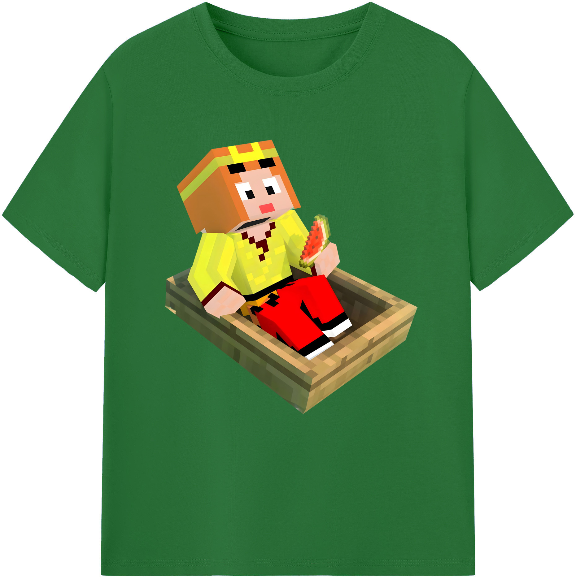 （画像用） マインクラフト ブロックの世界 Minecraft MC Block world 綿100％半袖Tシャツ（フロントプリント）