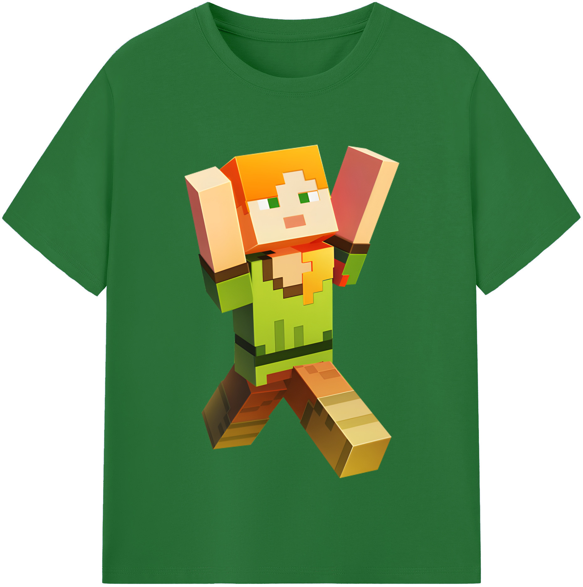 （画像用） マインクラフト ブロックの世界 Minecraft MC Block world 綿100％半袖Tシャツ（フロントプリント）