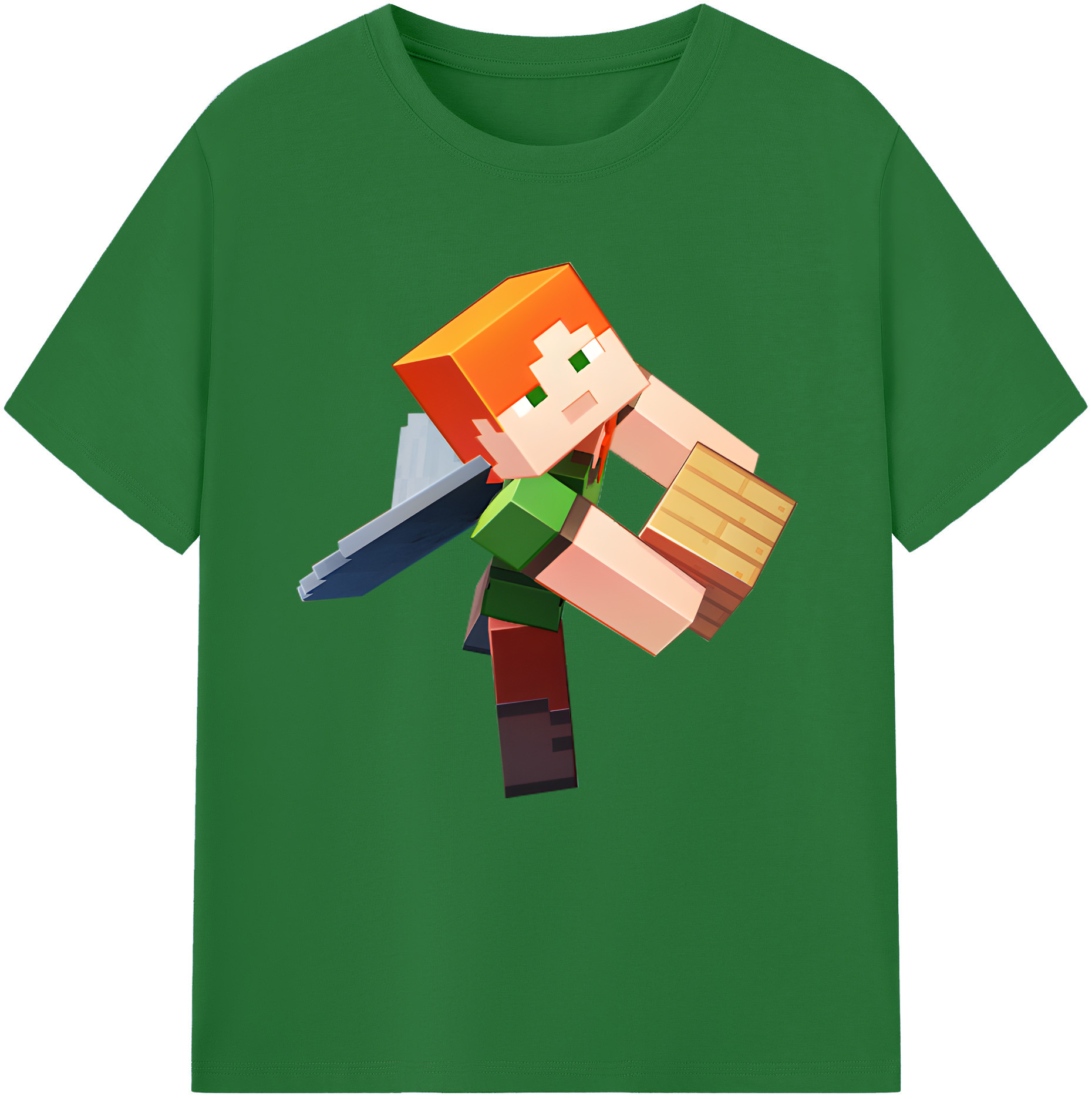 （画像用） マインクラフト ブロックの世界 Minecraft MC Block world 綿100％半袖Tシャツ（フロントプリント）