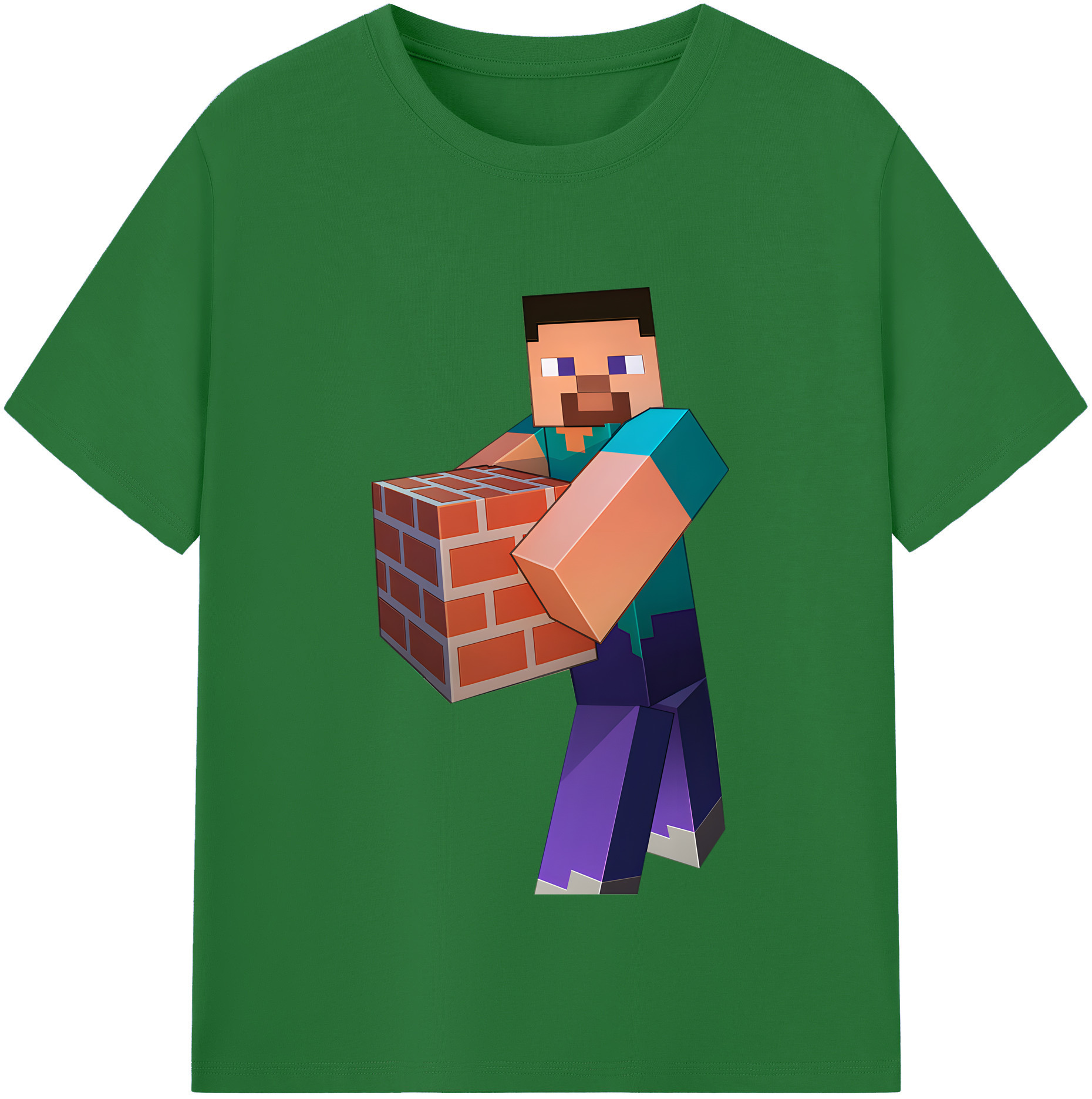 （画像用） マインクラフト ブロックの世界 Minecraft MC Block world 綿100％半袖Tシャツ（フロントプリント）