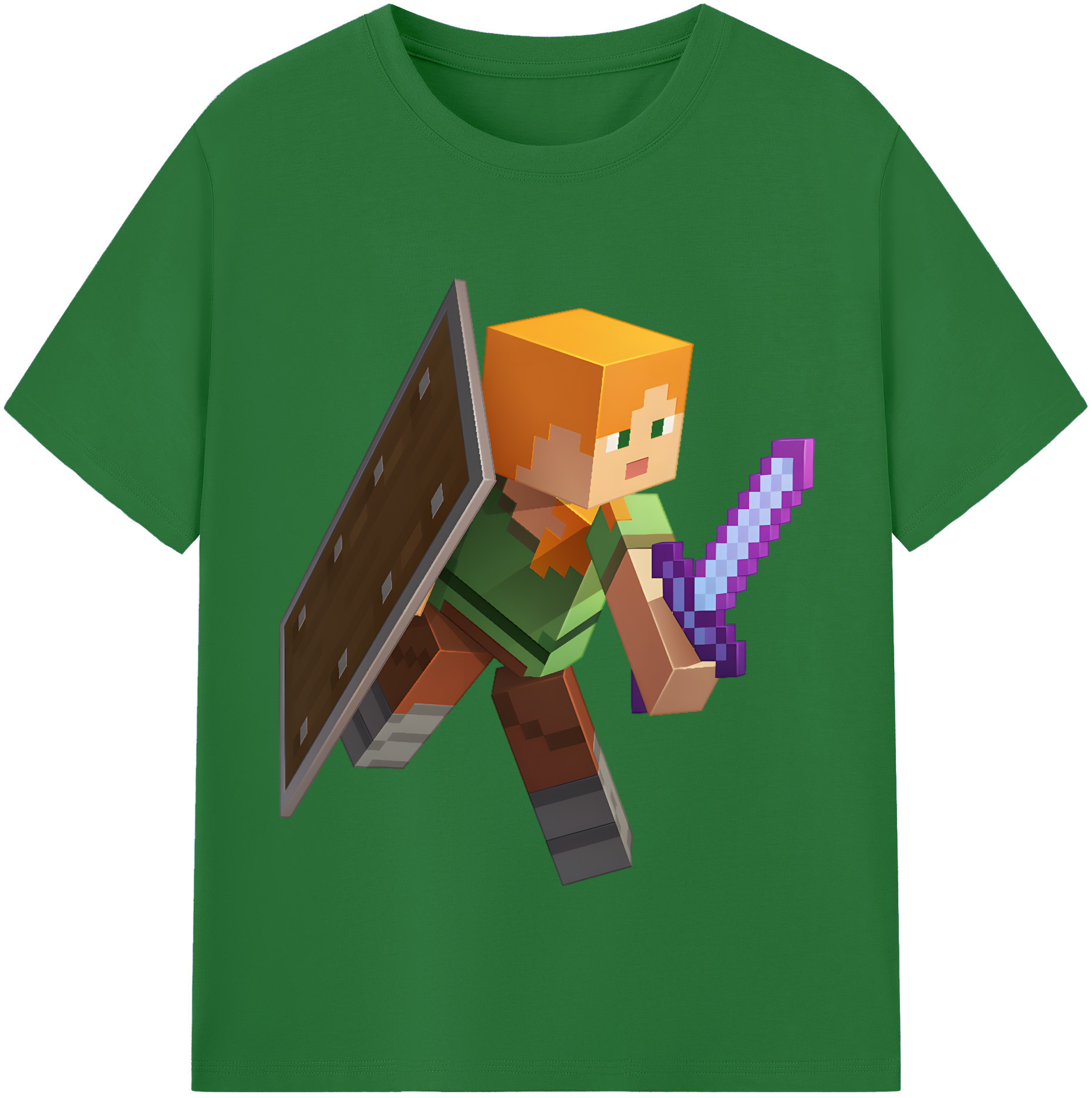 （画像用） マインクラフト ブロックの世界 Minecraft MC Block world 綿100％半袖Tシャツ（フロントプリント）