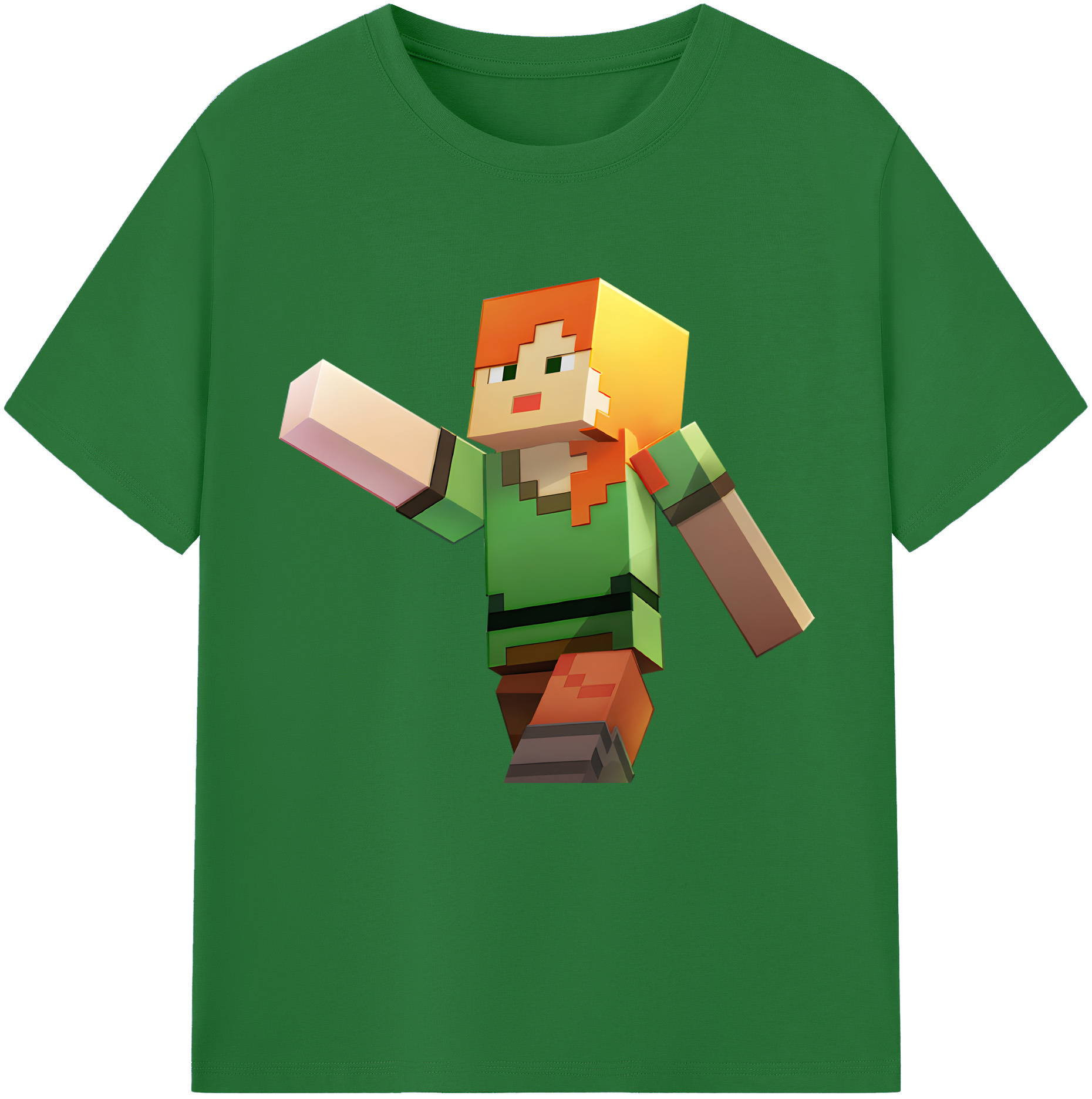 （画像用） マインクラフト ブロックの世界 Minecraft MC Block world 綿100％半袖Tシャツ（フロントプリント）