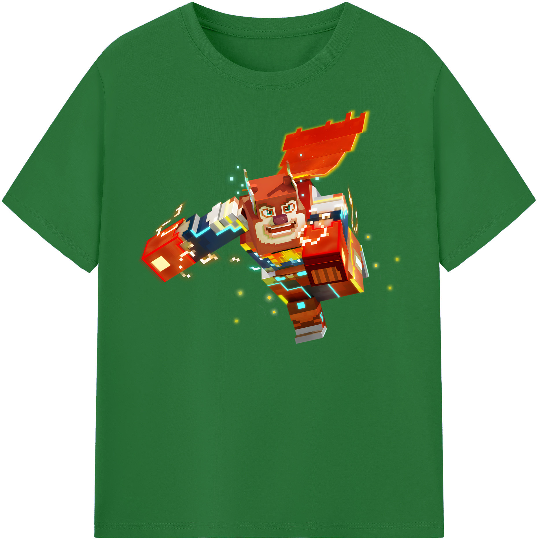 （画像用） マインクラフト ブロックの世界 Minecraft MC Block world 綿100％半袖Tシャツ（フロントプリント）