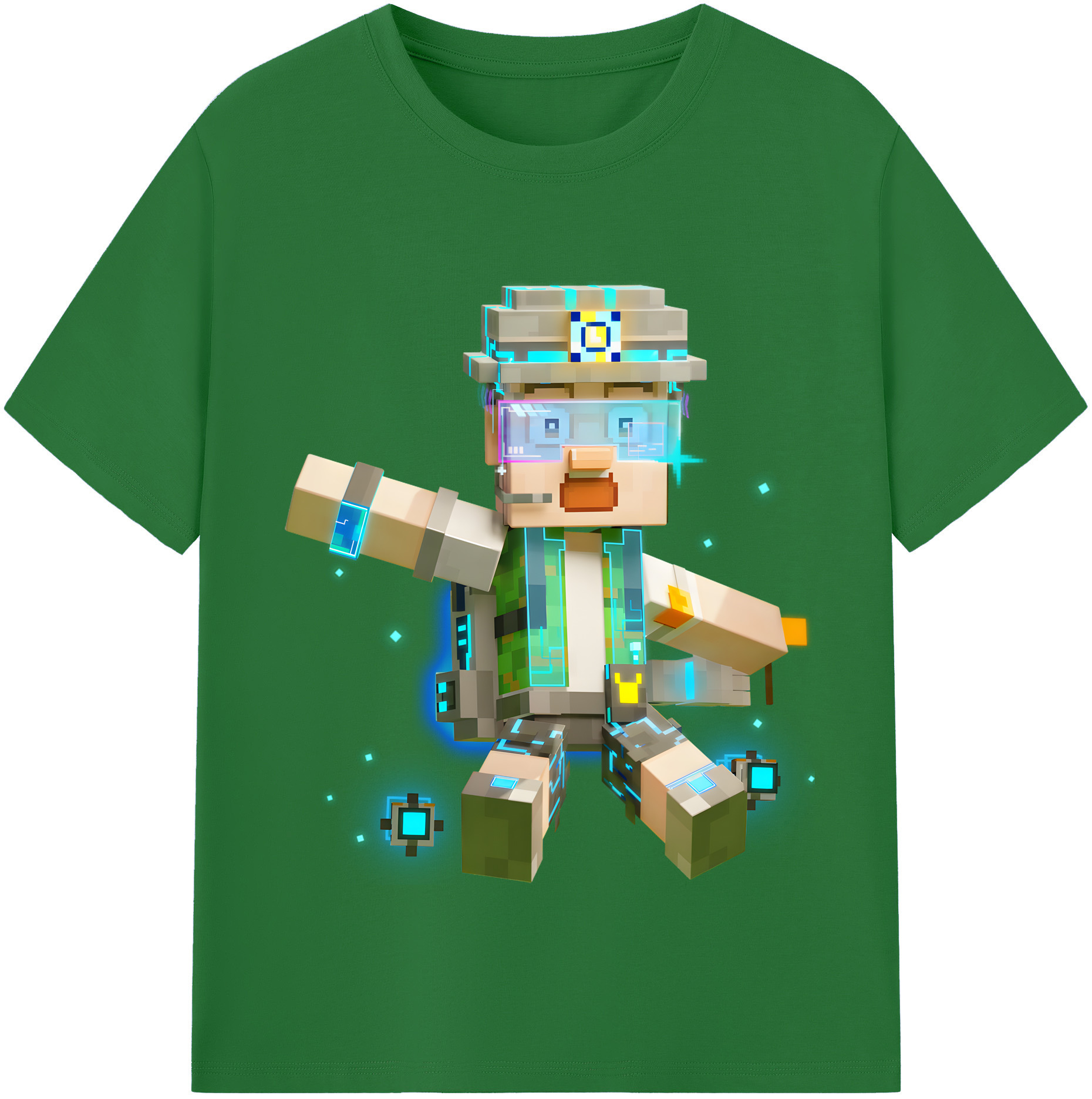 （画像用） マインクラフト ブロックの世界 Minecraft MC Block world 綿100％半袖Tシャツ（フロントプリント）