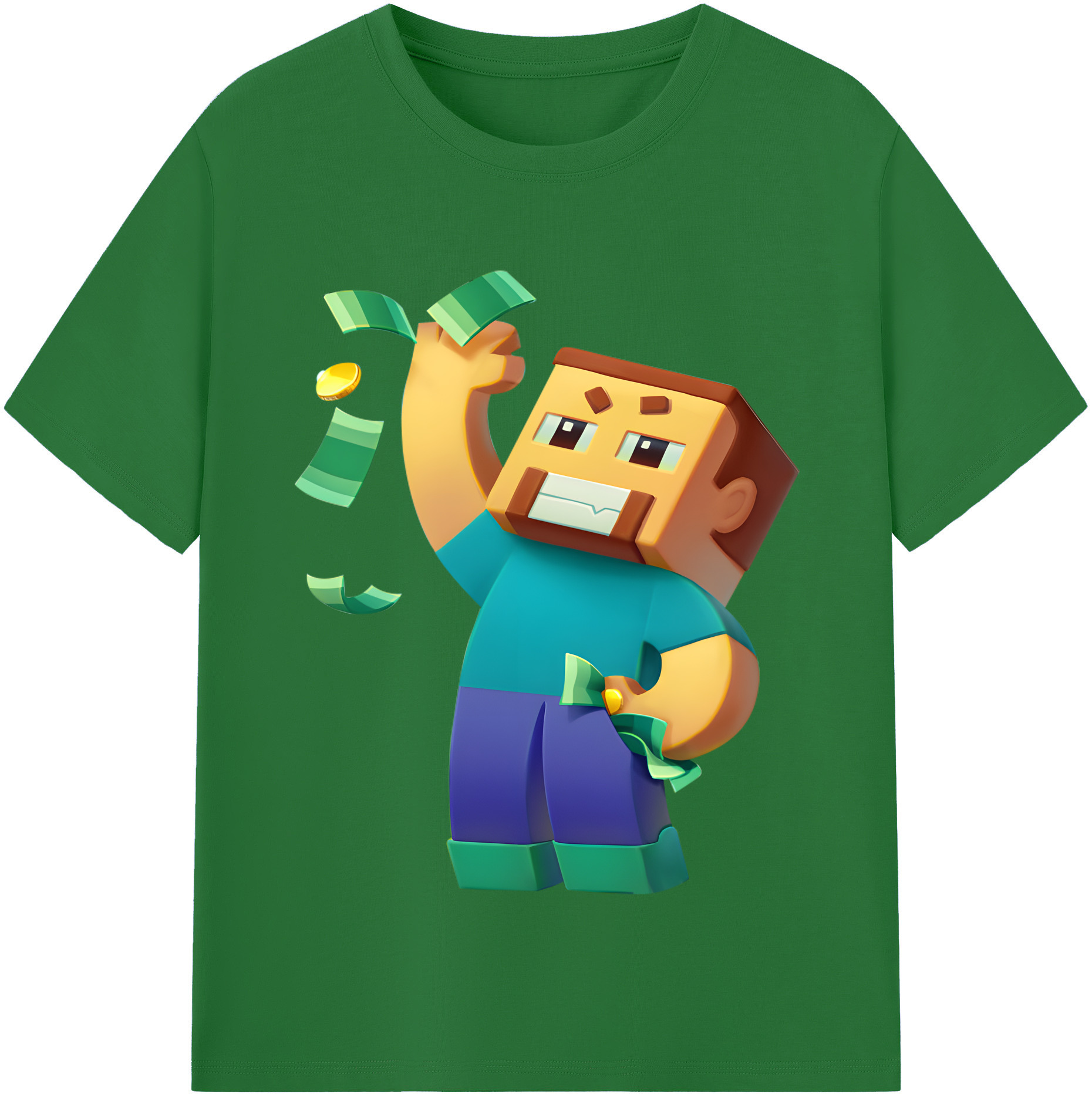（画像用） マインクラフト ブロックの世界 Minecraft MC Block world 綿100％半袖Tシャツ（フロントプリント）