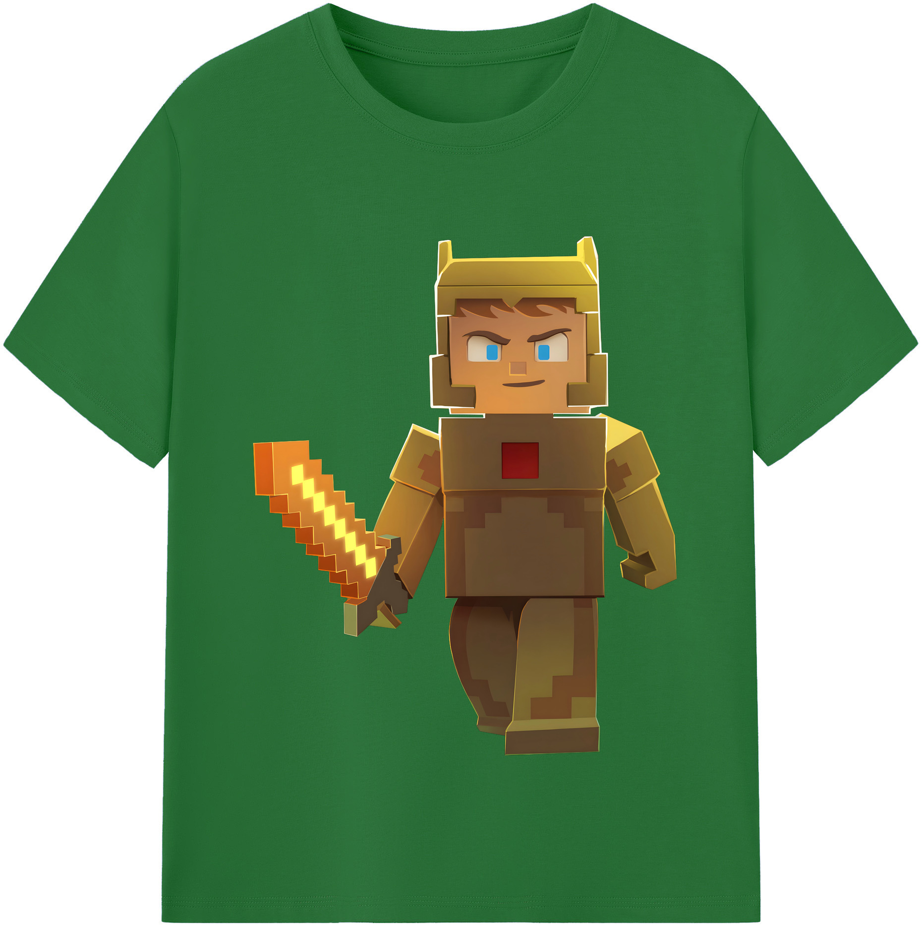 （画像用） マインクラフト ブロックの世界 Minecraft MC Block world 綿100％半袖Tシャツ（フロントプリント）