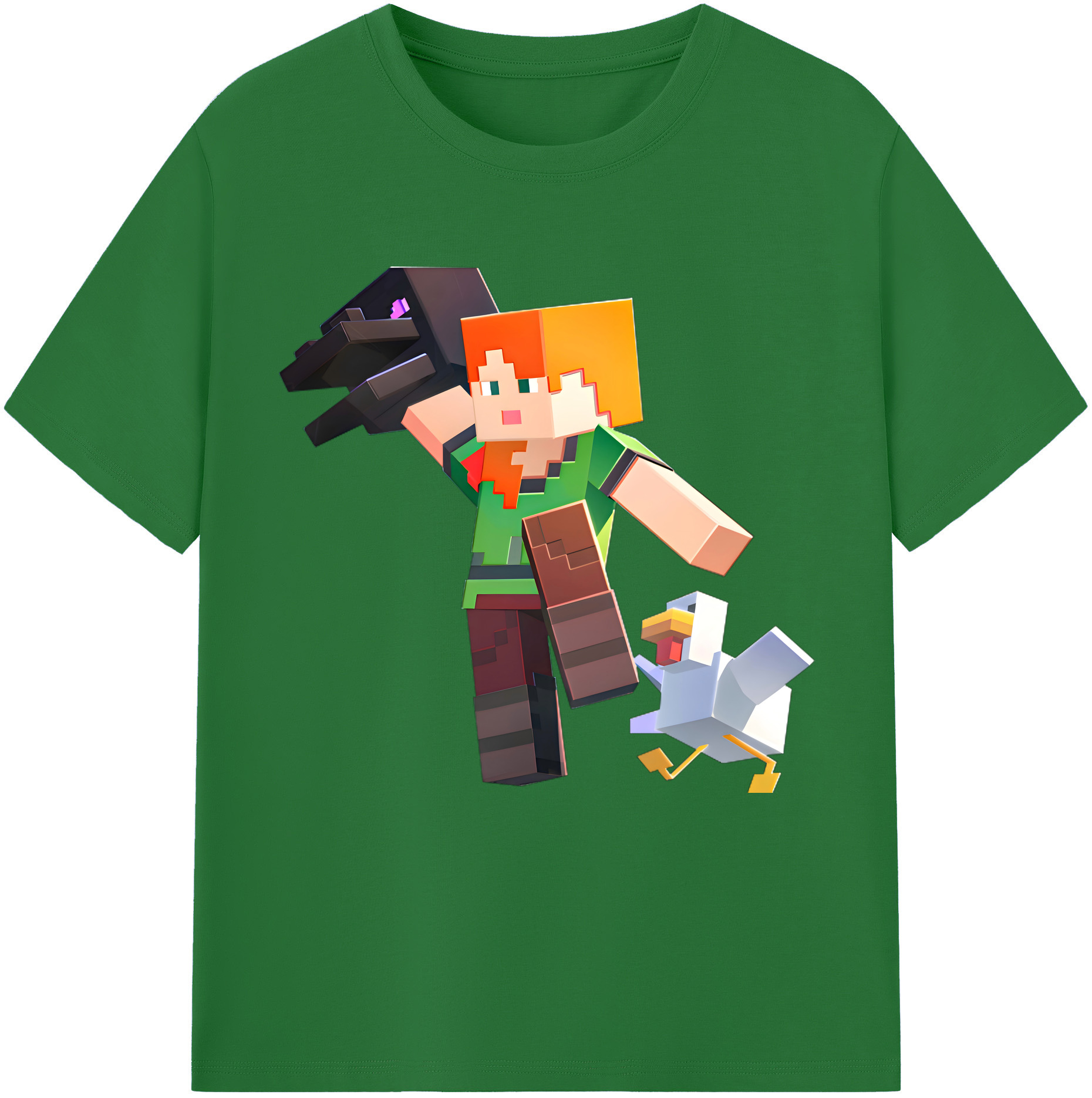 （画像用） マインクラフト ブロックの世界 Minecraft MC Block world 綿100％半袖Tシャツ（フロントプリント）