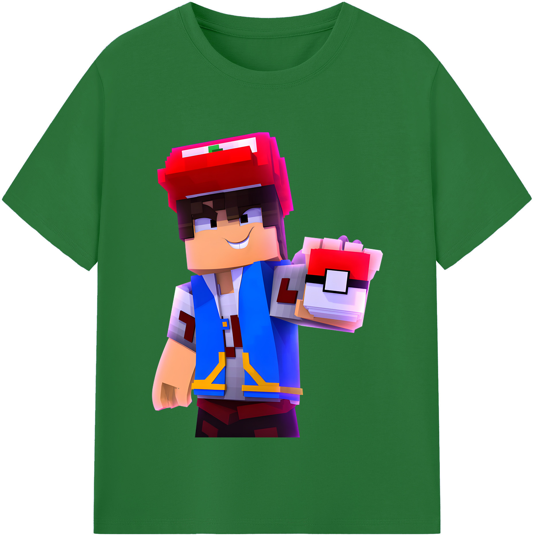 （画像用） マインクラフト ブロックの世界 Minecraft MC Block world 綿100％半袖Tシャツ（フロントプリント）