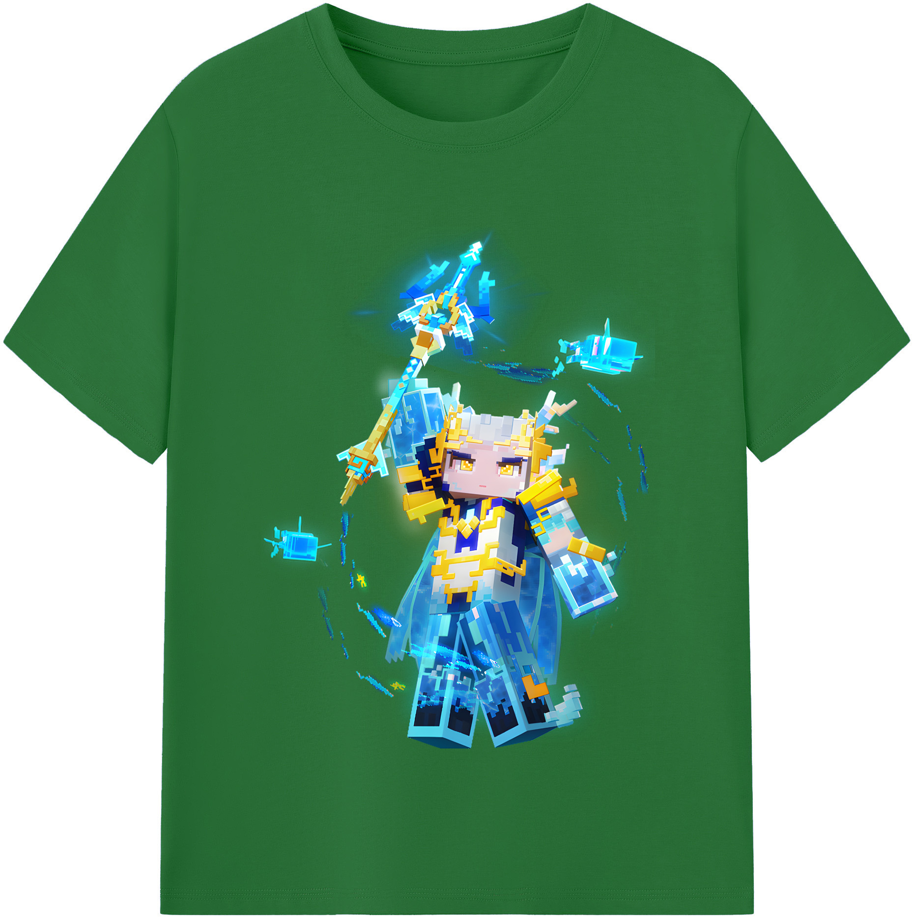（画像用） マインクラフト ブロックの世界 Minecraft MC Block world 綿100％半袖Tシャツ（フロントプリント）
