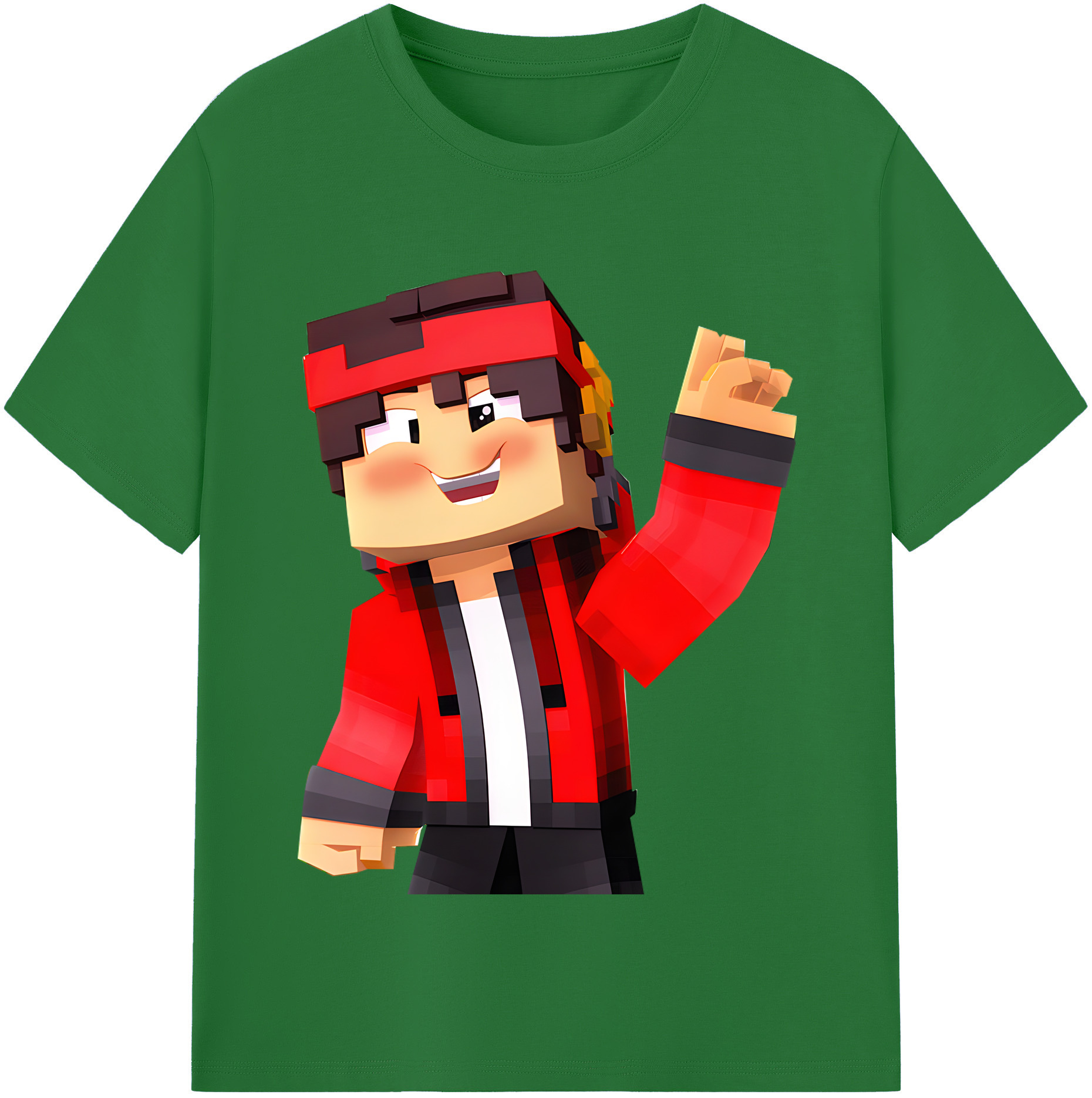 （画像用） マインクラフト ブロックの世界 Minecraft MC Block world 綿100％半袖Tシャツ（フロントプリント）