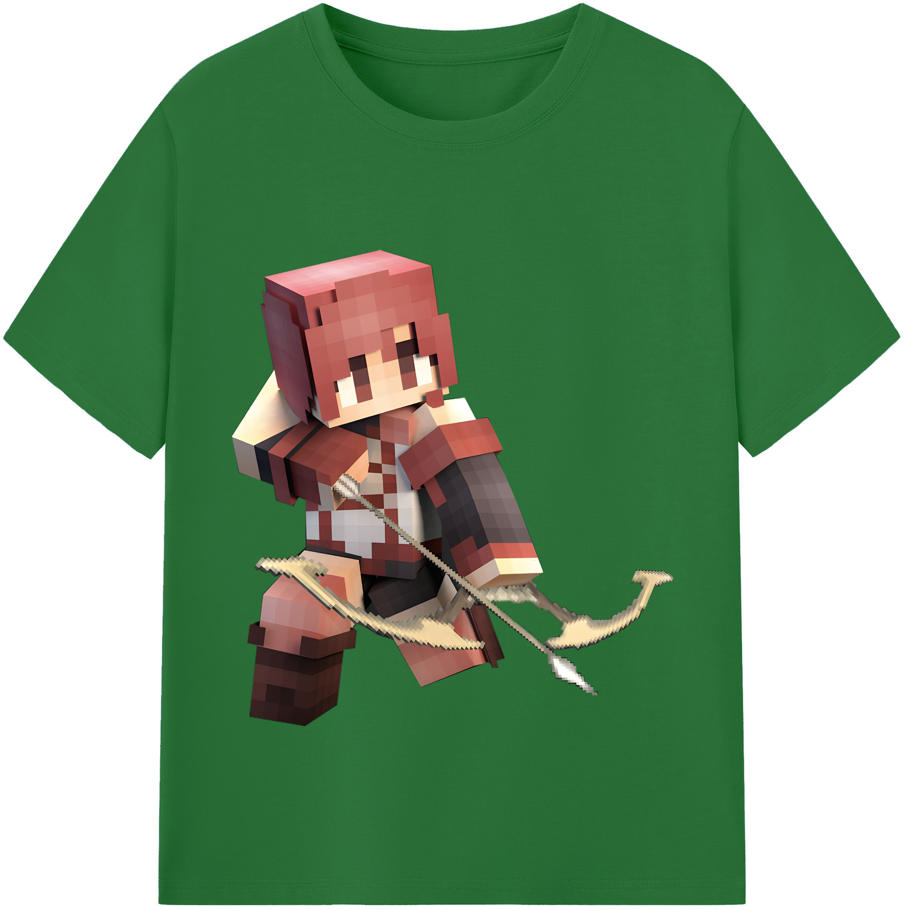 （画像用） マインクラフト ブロックの世界 Minecraft MC Block world 綿100％半袖Tシャツ（フロントプリント）