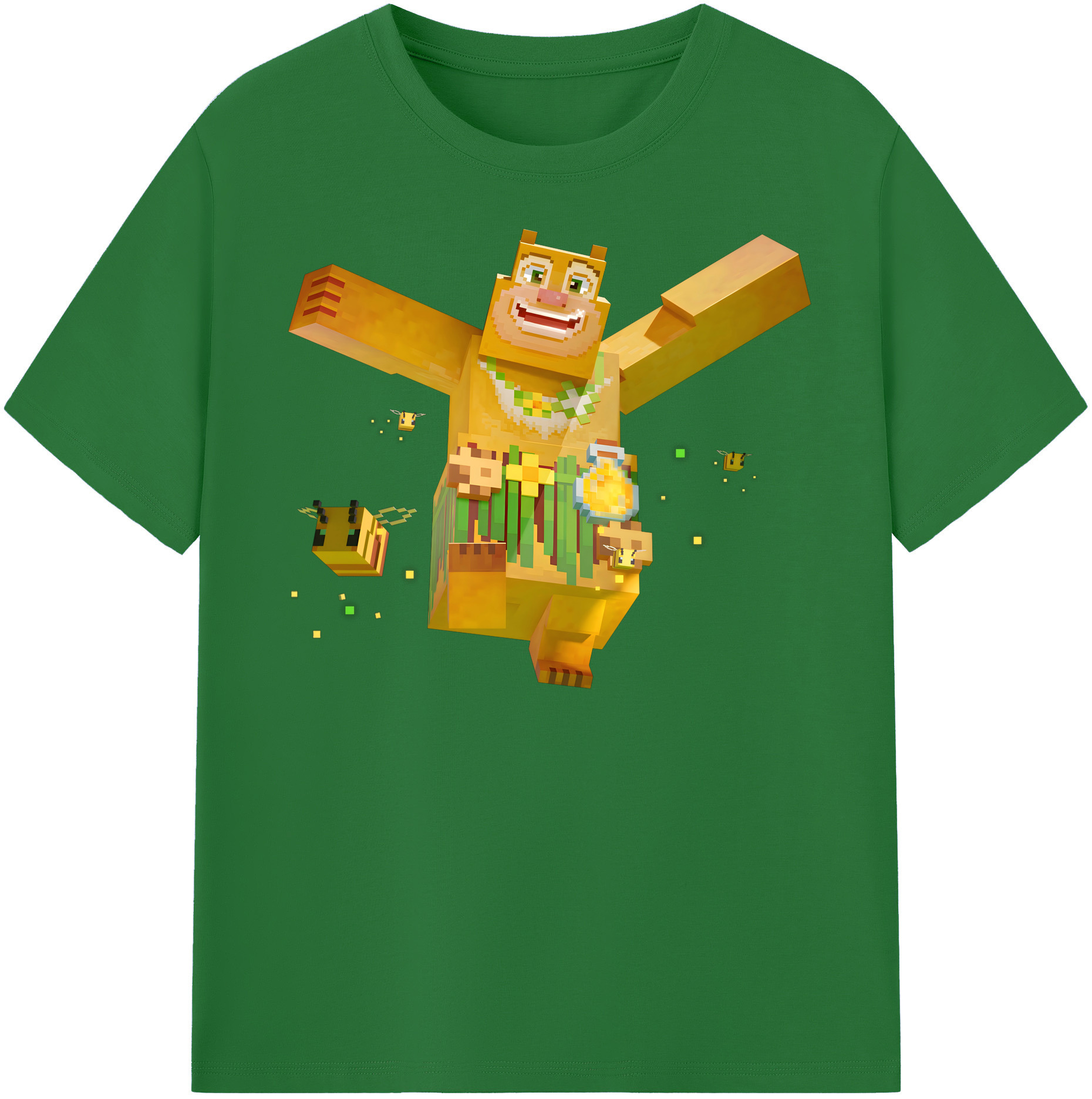 （画像用） マインクラフト ブロックの世界 Minecraft MC Block world 綿100％半袖Tシャツ（フロントプリント）