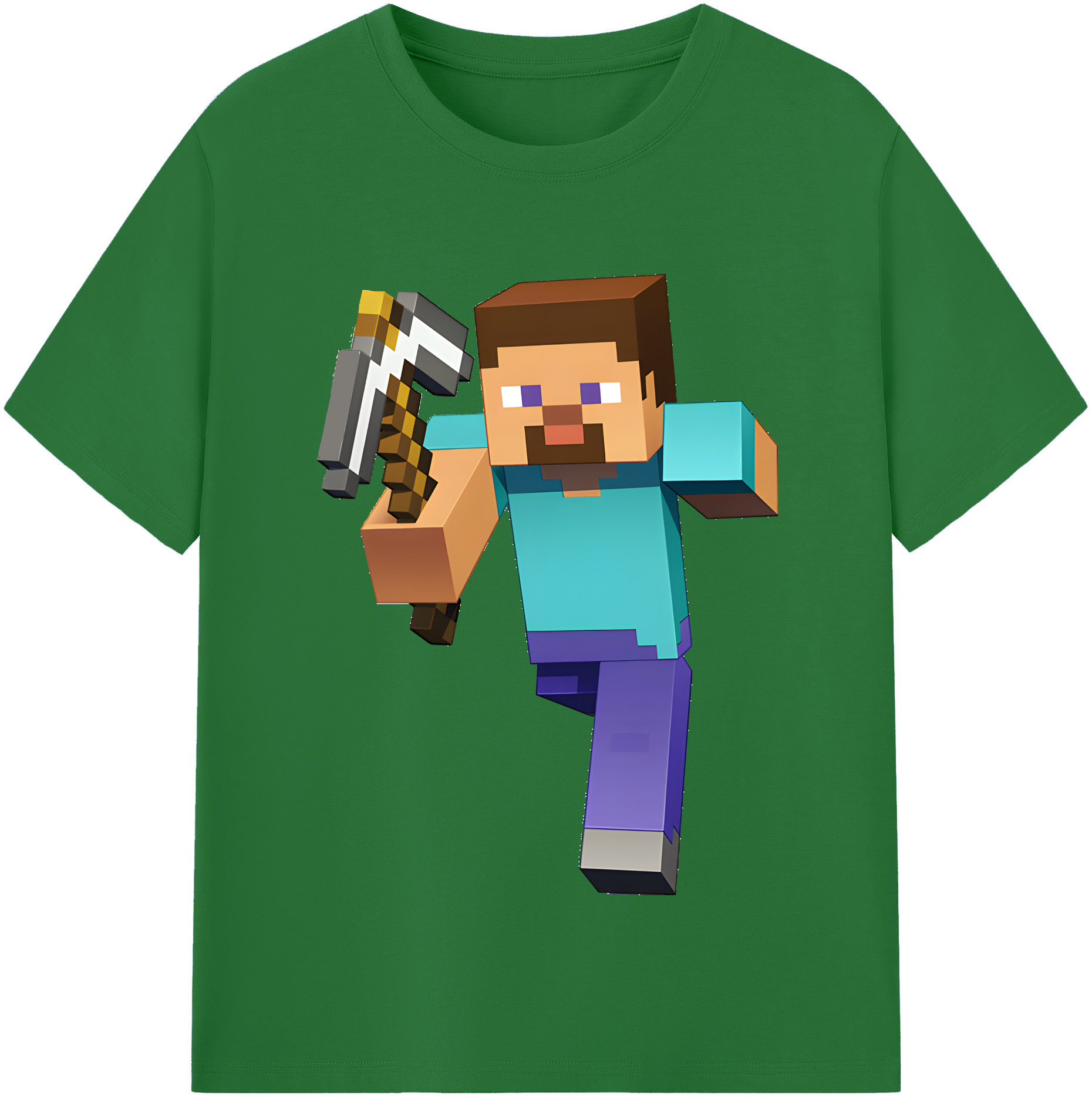 （画像用） マインクラフト ブロックの世界 Minecraft MC Block world 綿100％半袖Tシャツ（フロントプリント）
