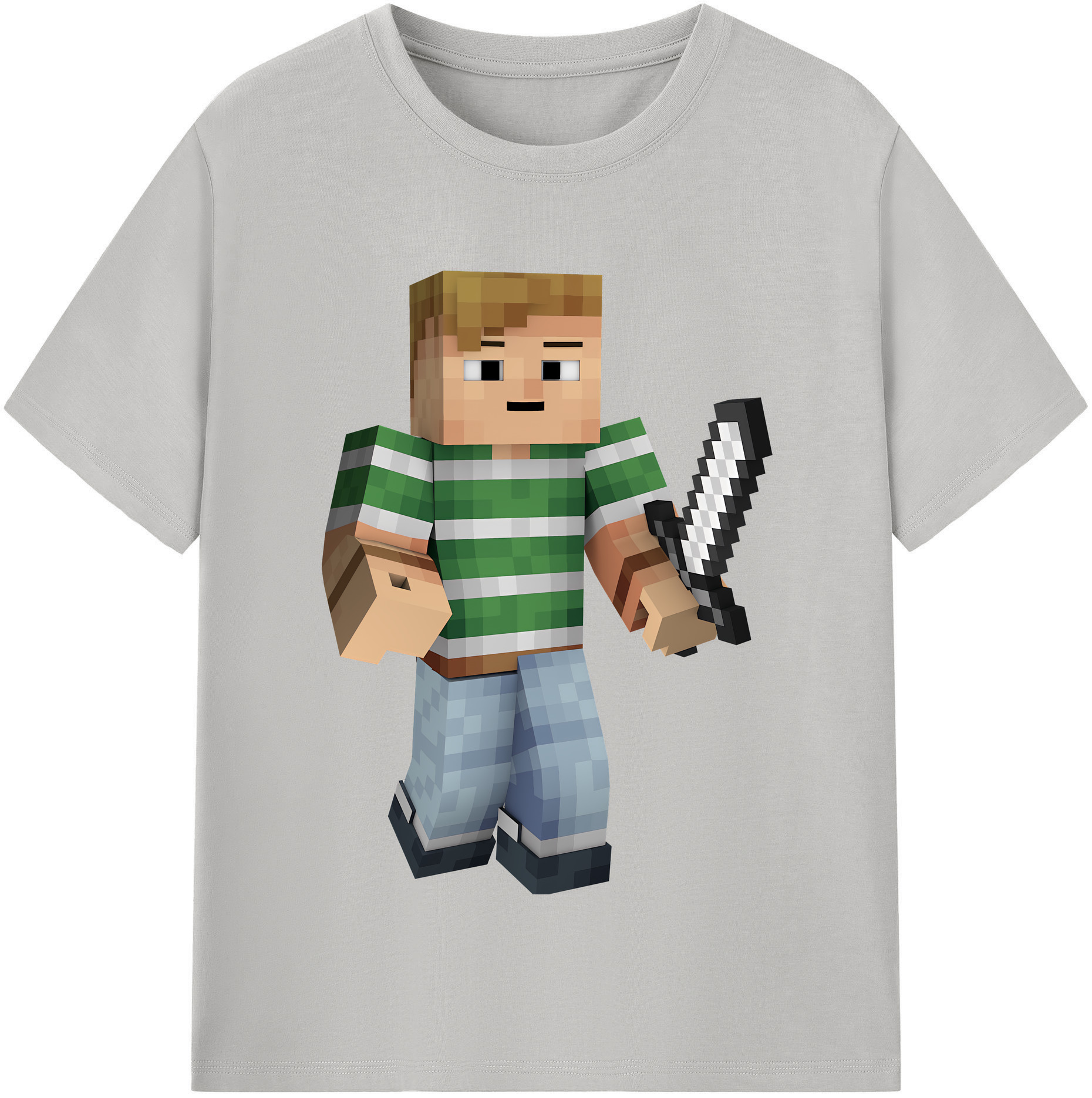 （画像用） マインクラフト ブロックの世界 Minecraft MC Block world 綿100％半袖Tシャツ（フロントプリント）