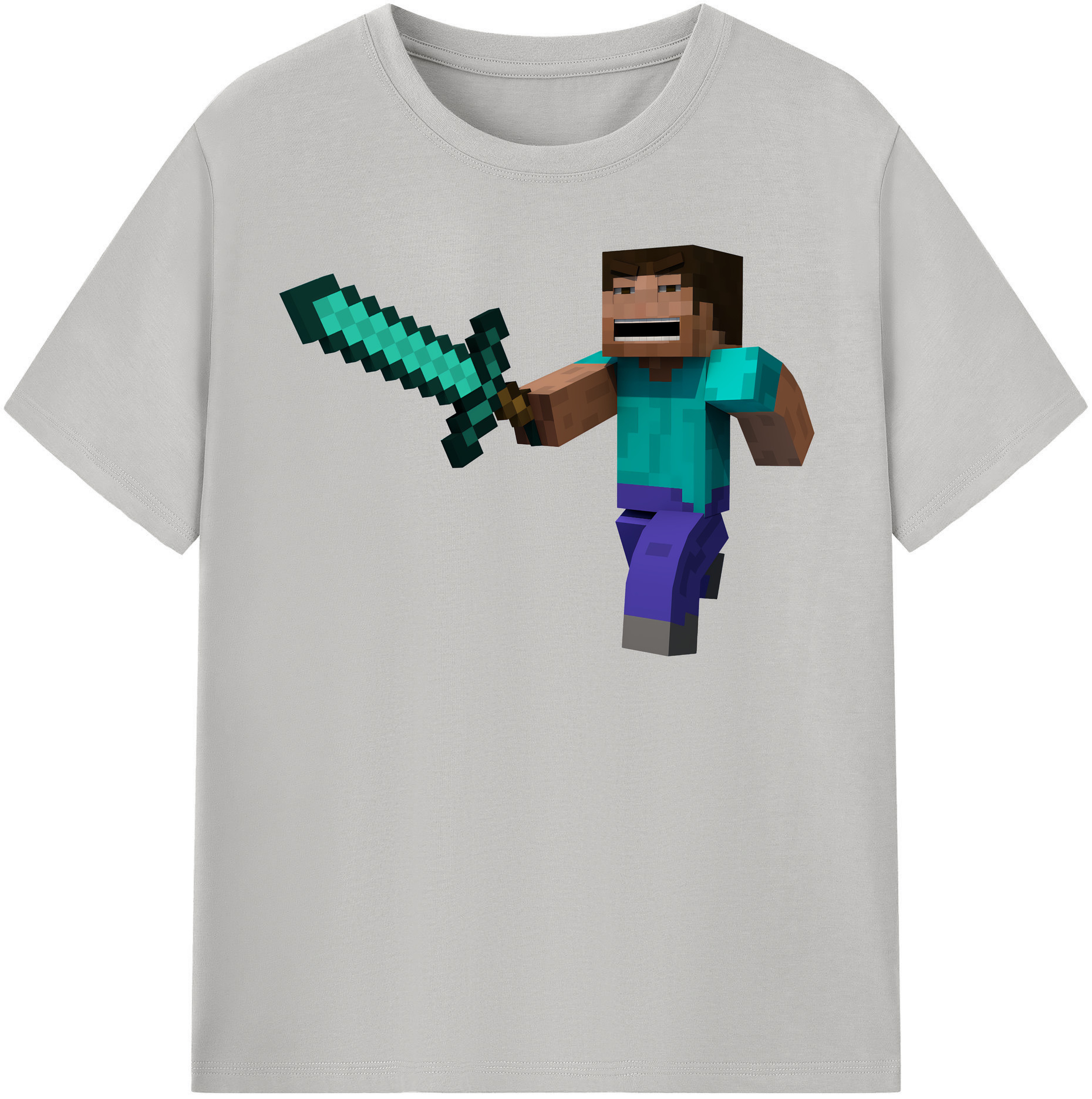（画像用） マインクラフト ブロックの世界 Minecraft MC Block world 綿100％半袖Tシャツ（フロントプリント）