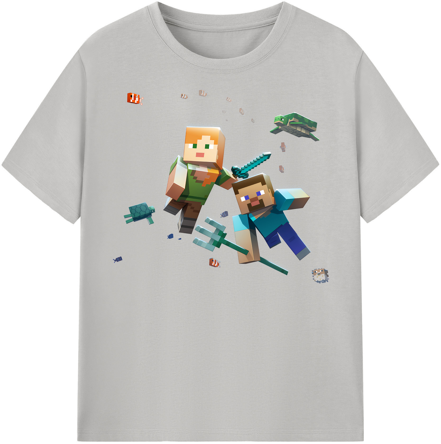（画像用） マインクラフト ブロックの世界 Minecraft MC Block world 綿100％半袖Tシャツ（フロントプリント）