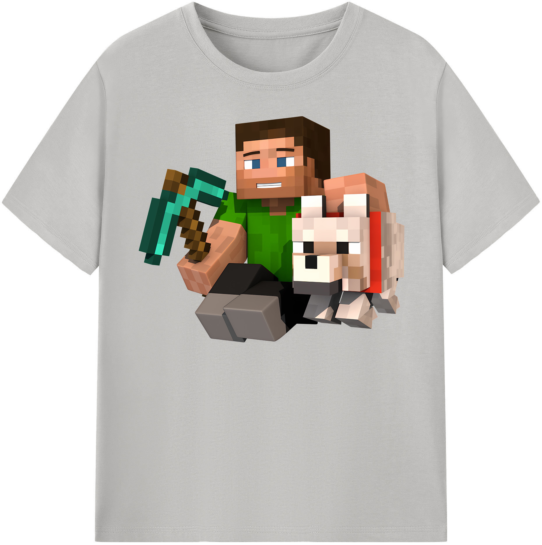 （画像用） マインクラフト ブロックの世界 Minecraft MC Block world 綿100％半袖Tシャツ（フロントプリント）
