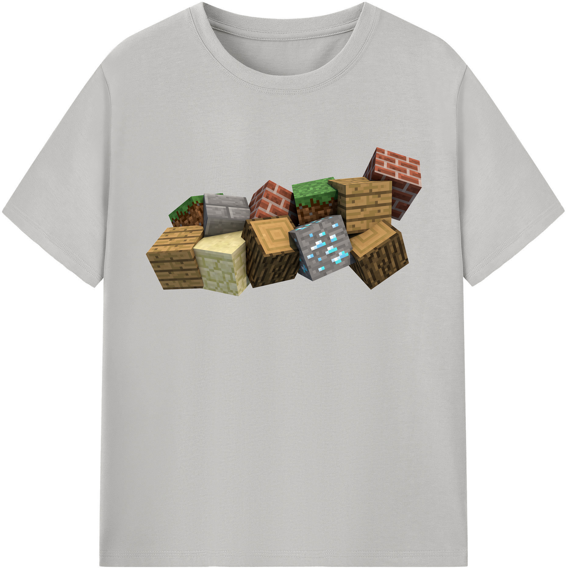 （画像用） マインクラフト ブロックの世界 Minecraft MC Block world 綿100％半袖Tシャツ（フロントプリント）