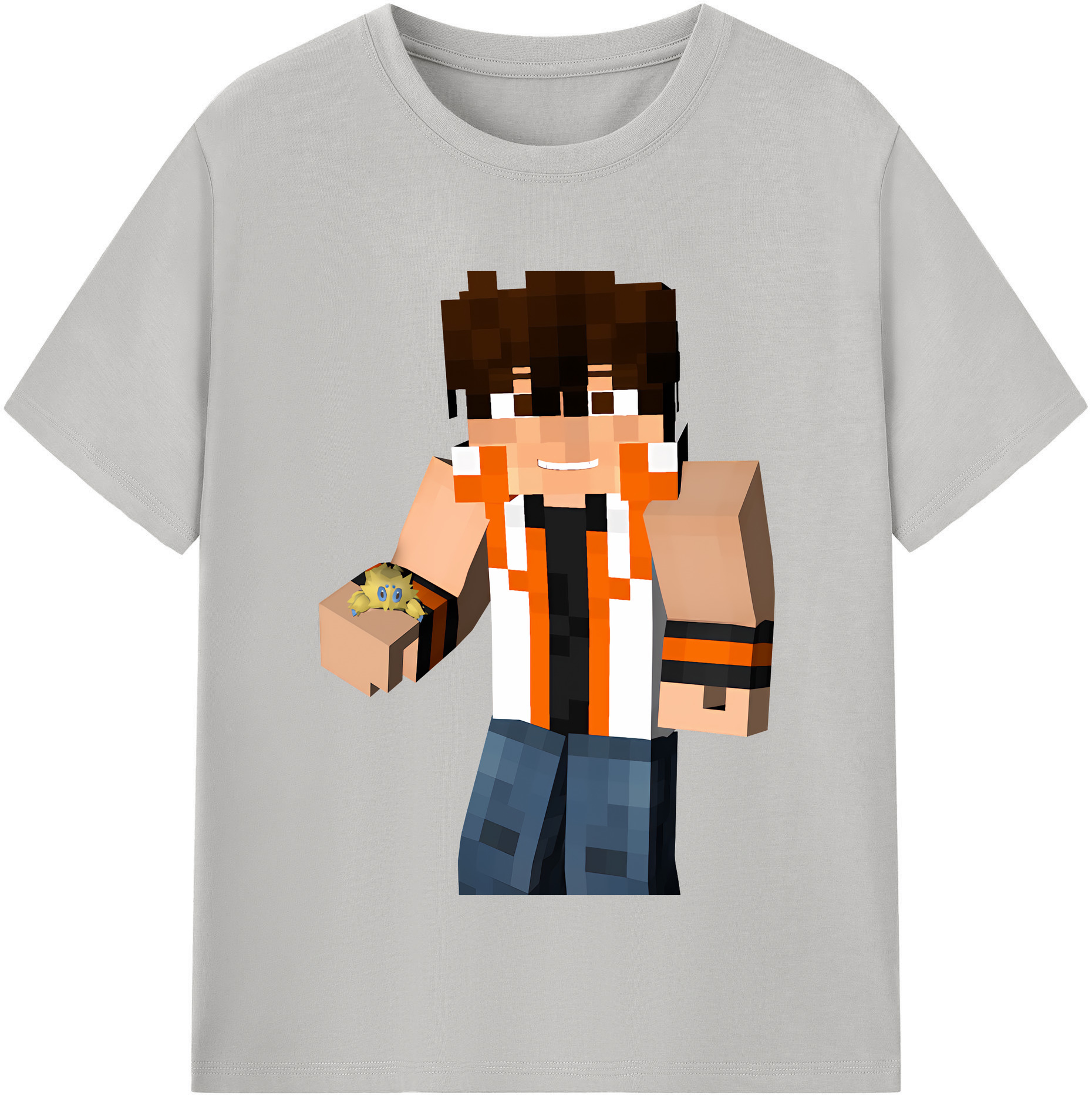 （画像用） マインクラフト ブロックの世界 Minecraft MC Block world 綿100％半袖Tシャツ（フロントプリント）