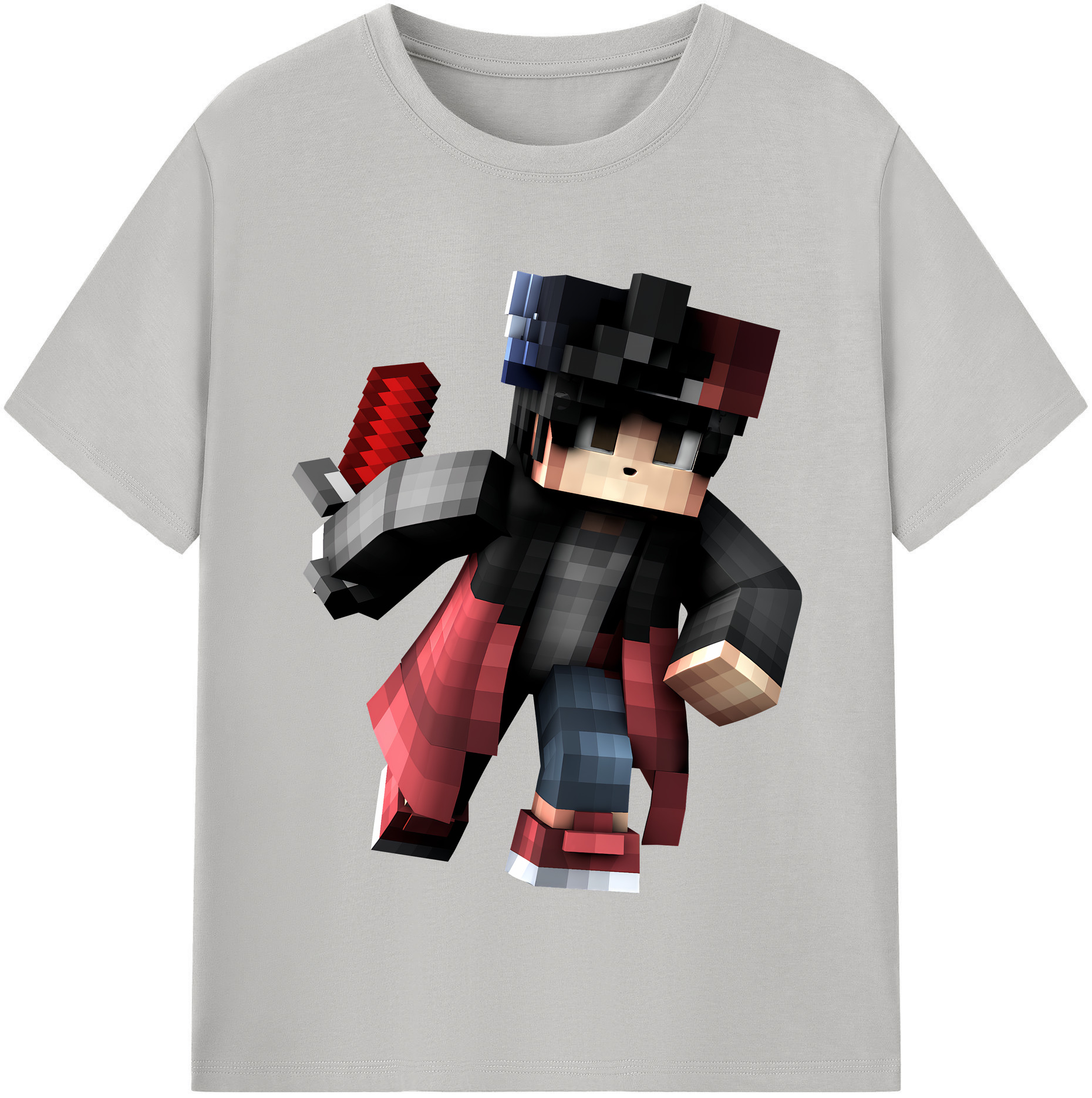 （画像用） マインクラフト ブロックの世界 Minecraft MC Block world 綿100％半袖Tシャツ（フロントプリント）