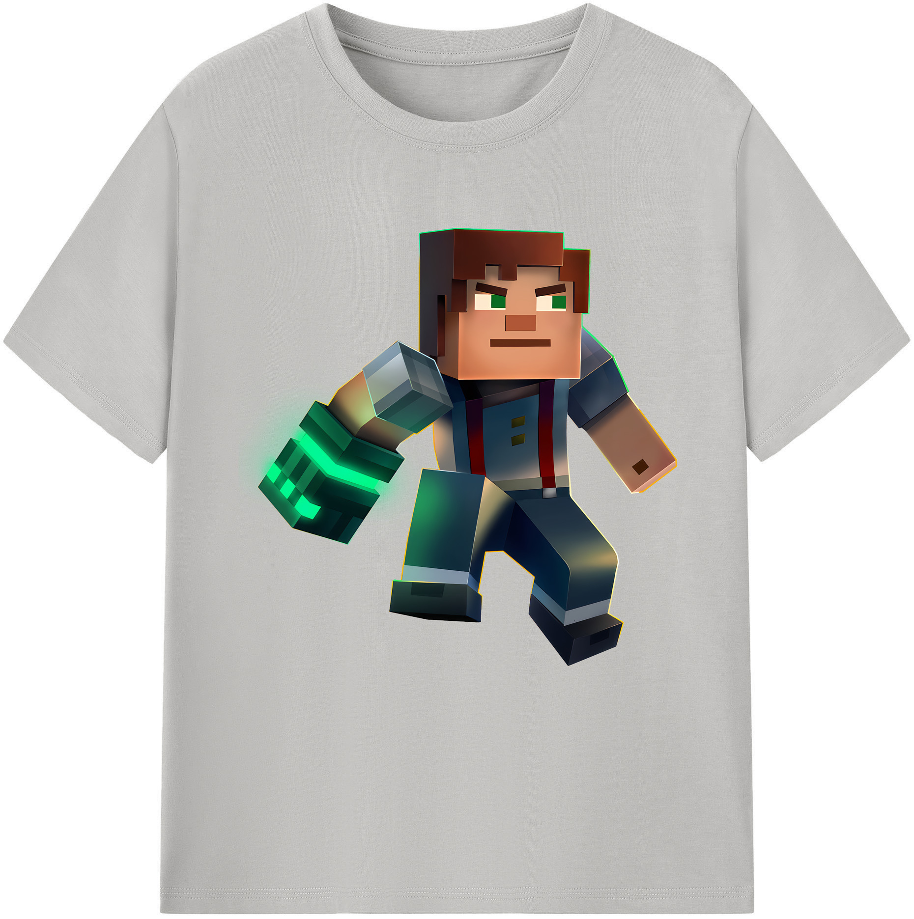 （画像用） マインクラフト ブロックの世界 Minecraft MC Block world 綿100％半袖Tシャツ（フロントプリント）