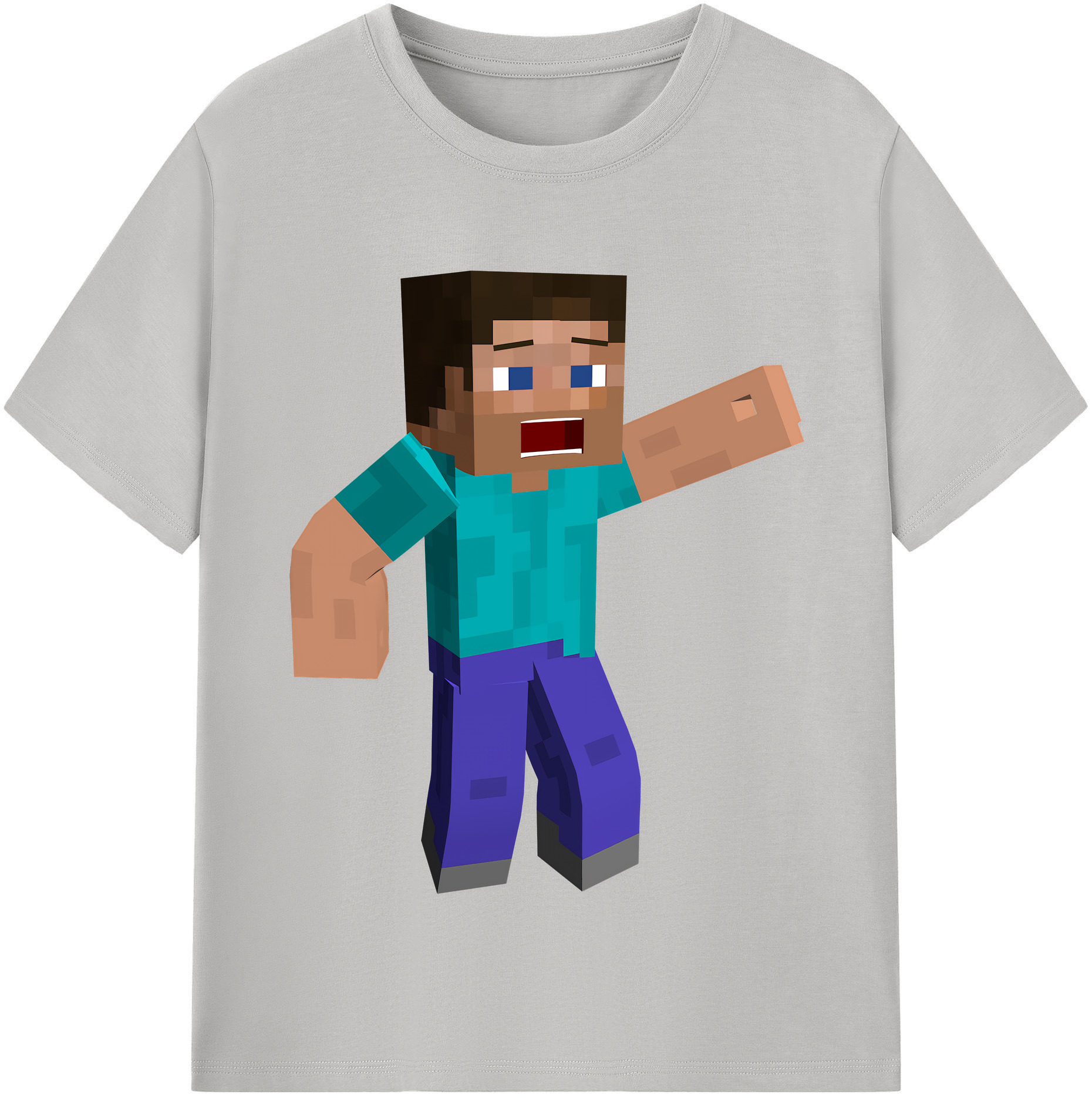 （画像用） マインクラフト ブロックの世界 Minecraft MC Block world 綿100％半袖Tシャツ（フロントプリント）