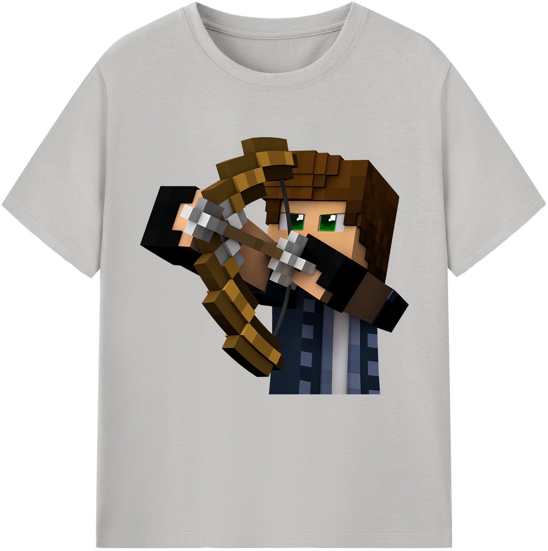 （画像用） マインクラフト ブロックの世界 Minecraft MC Block world 綿100％半袖Tシャツ（フロントプリント）