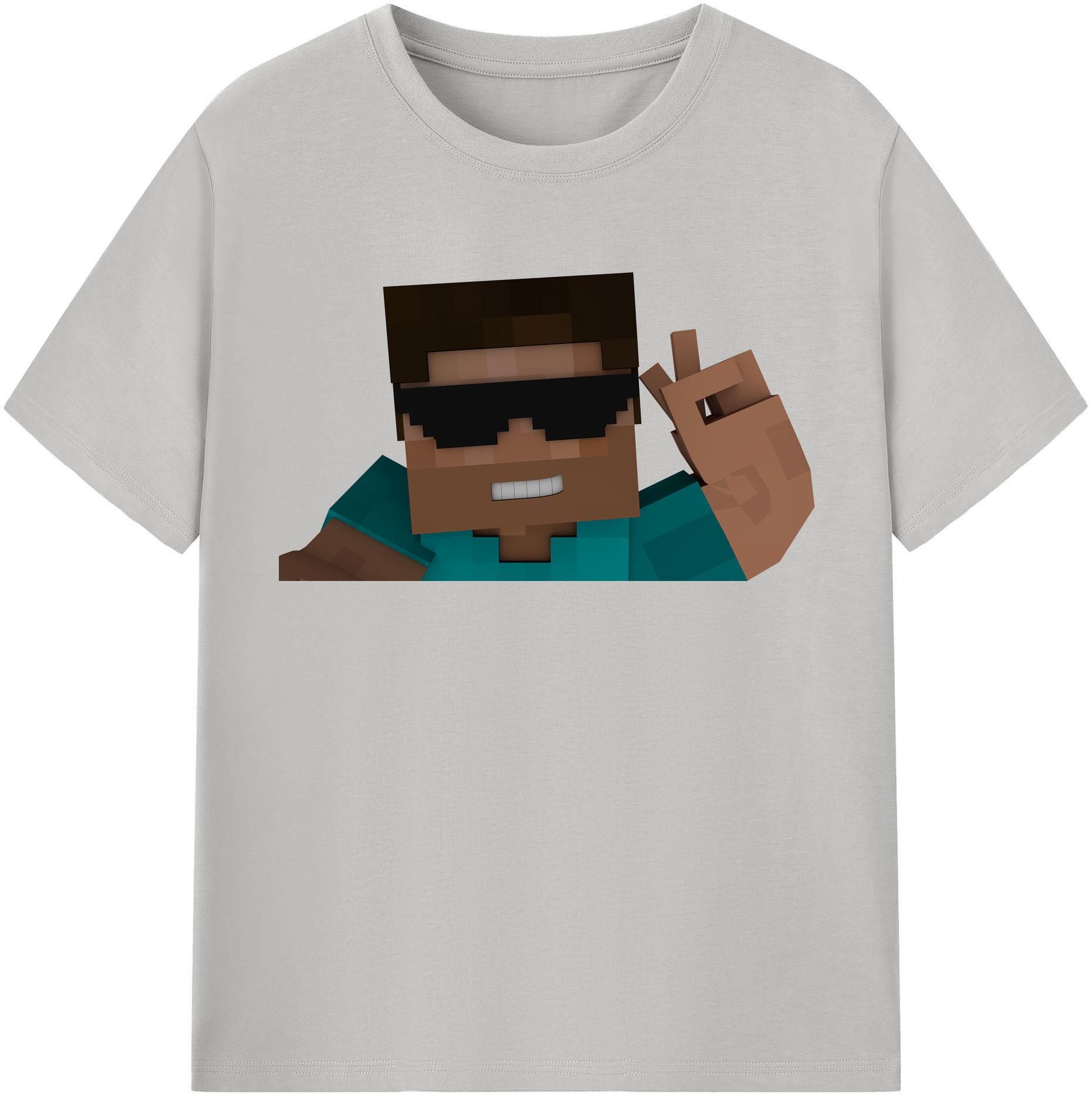 （画像用） マインクラフト ブロックの世界 Minecraft MC Block world 綿100％半袖Tシャツ（フロントプリント）