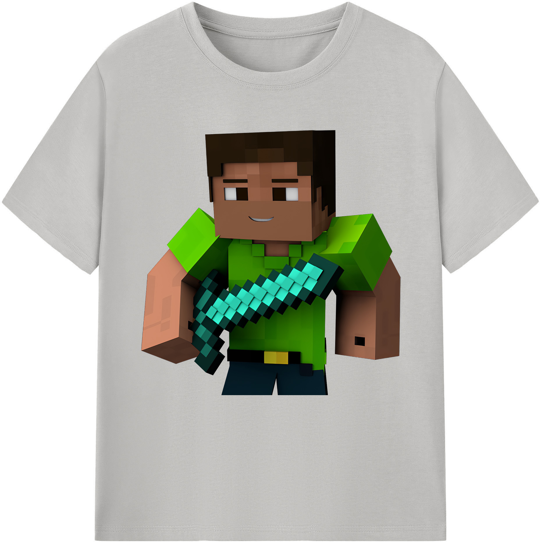 （画像用） マインクラフト ブロックの世界 Minecraft MC Block world 綿100％半袖Tシャツ（フロントプリント）