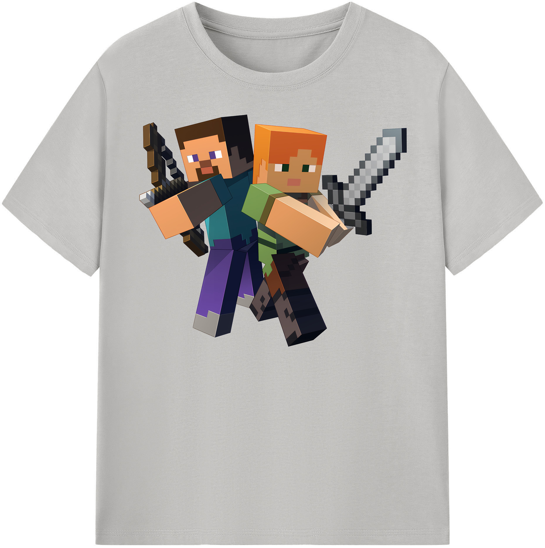 （画像用） マインクラフト ブロックの世界 Minecraft MC Block world 綿100％半袖Tシャツ（フロントプリント）