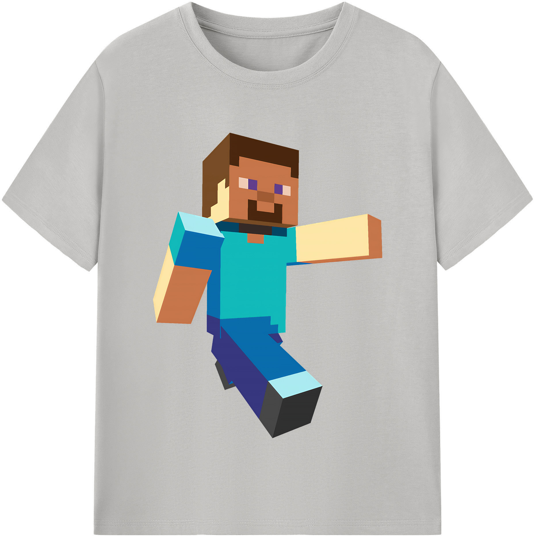 （画像用） マインクラフト ブロックの世界 Minecraft MC Block world 綿100％半袖Tシャツ（フロントプリント）