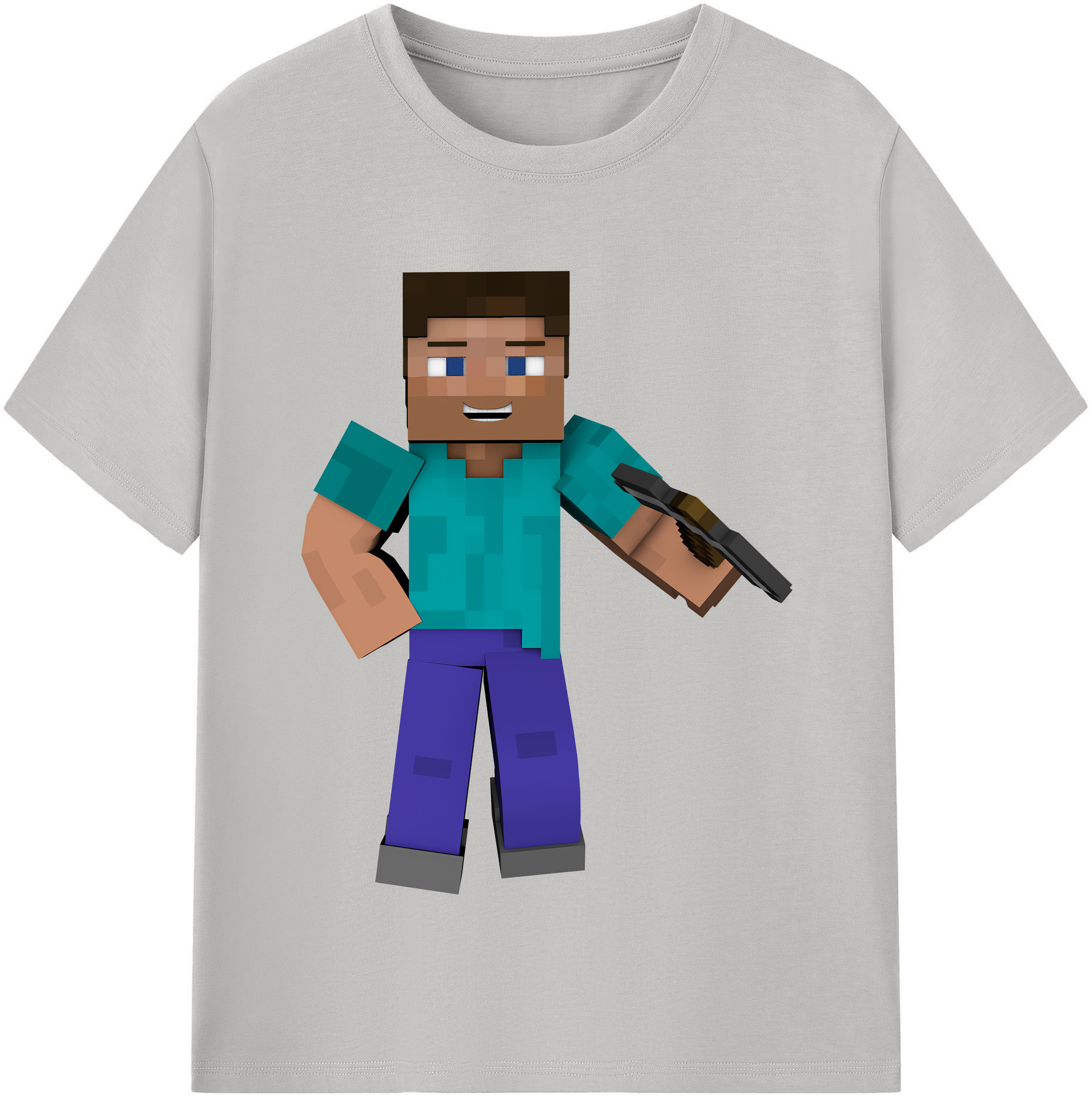 （画像用） マインクラフト ブロックの世界 Minecraft MC Block world 綿100％半袖Tシャツ（フロントプリント）