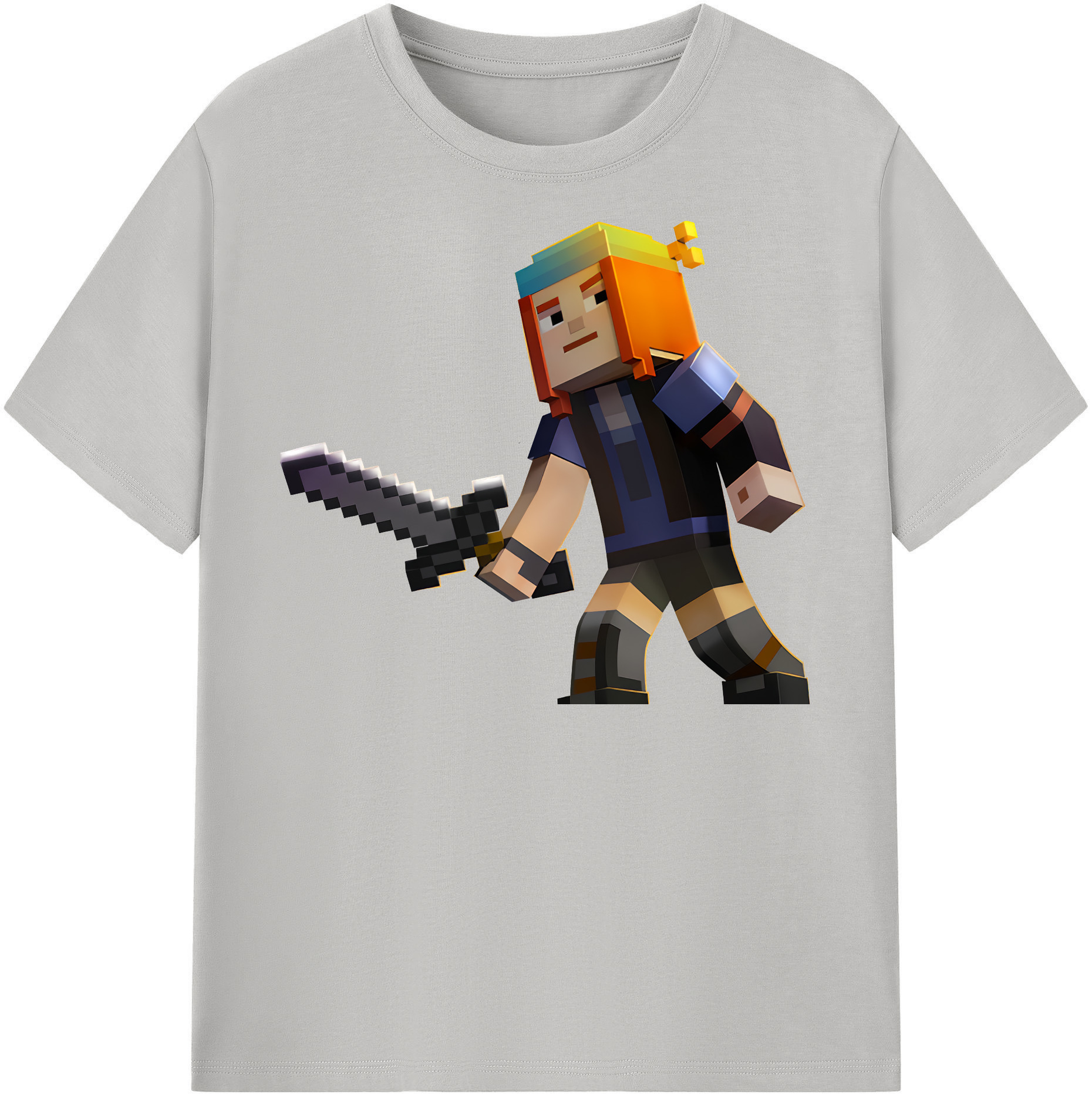 （画像用） マインクラフト ブロックの世界 Minecraft MC Block world 綿100％半袖Tシャツ（フロントプリント）