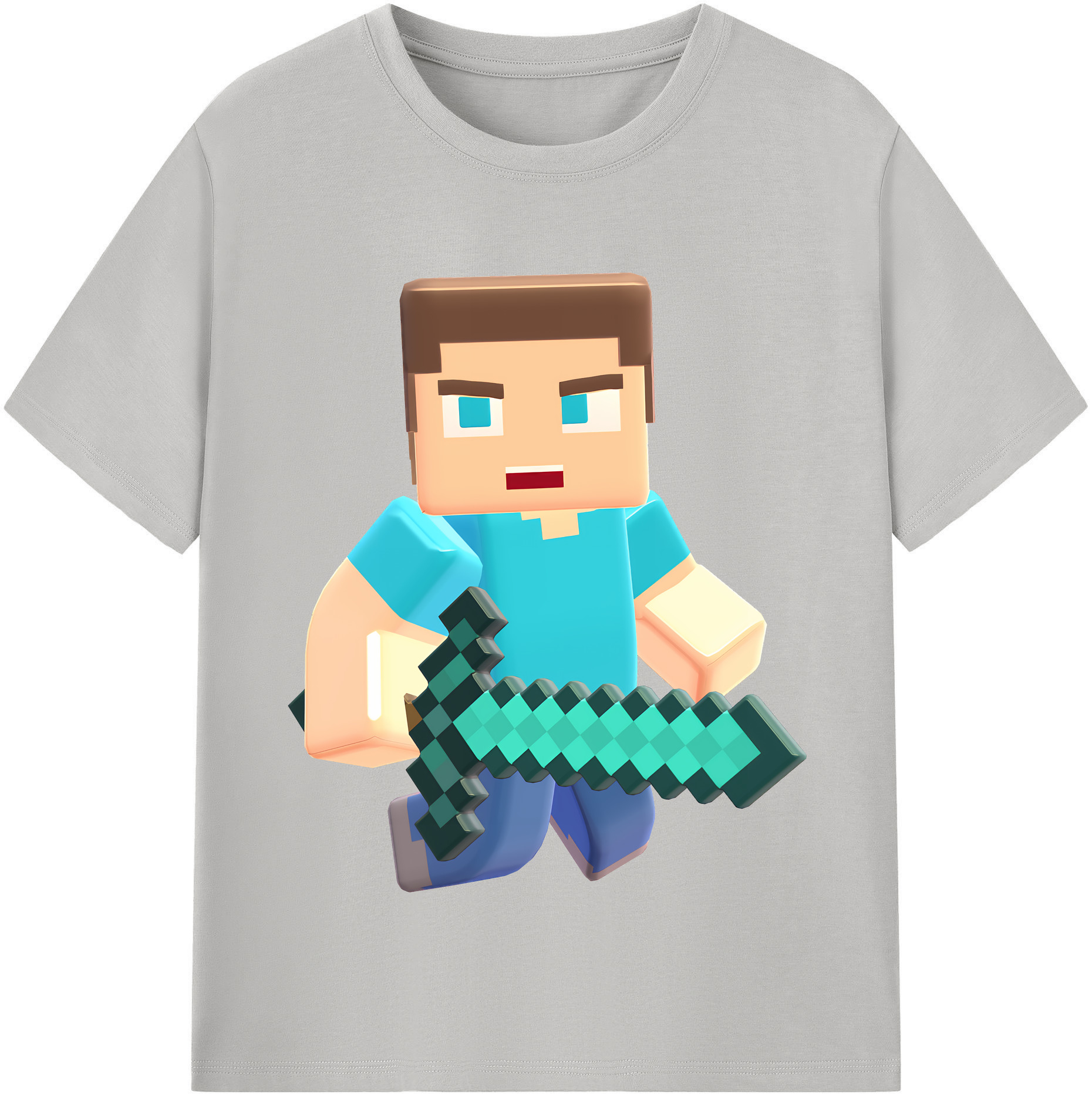 （画像用） マインクラフト ブロックの世界 Minecraft MC Block world 綿100％半袖Tシャツ（フロントプリント）