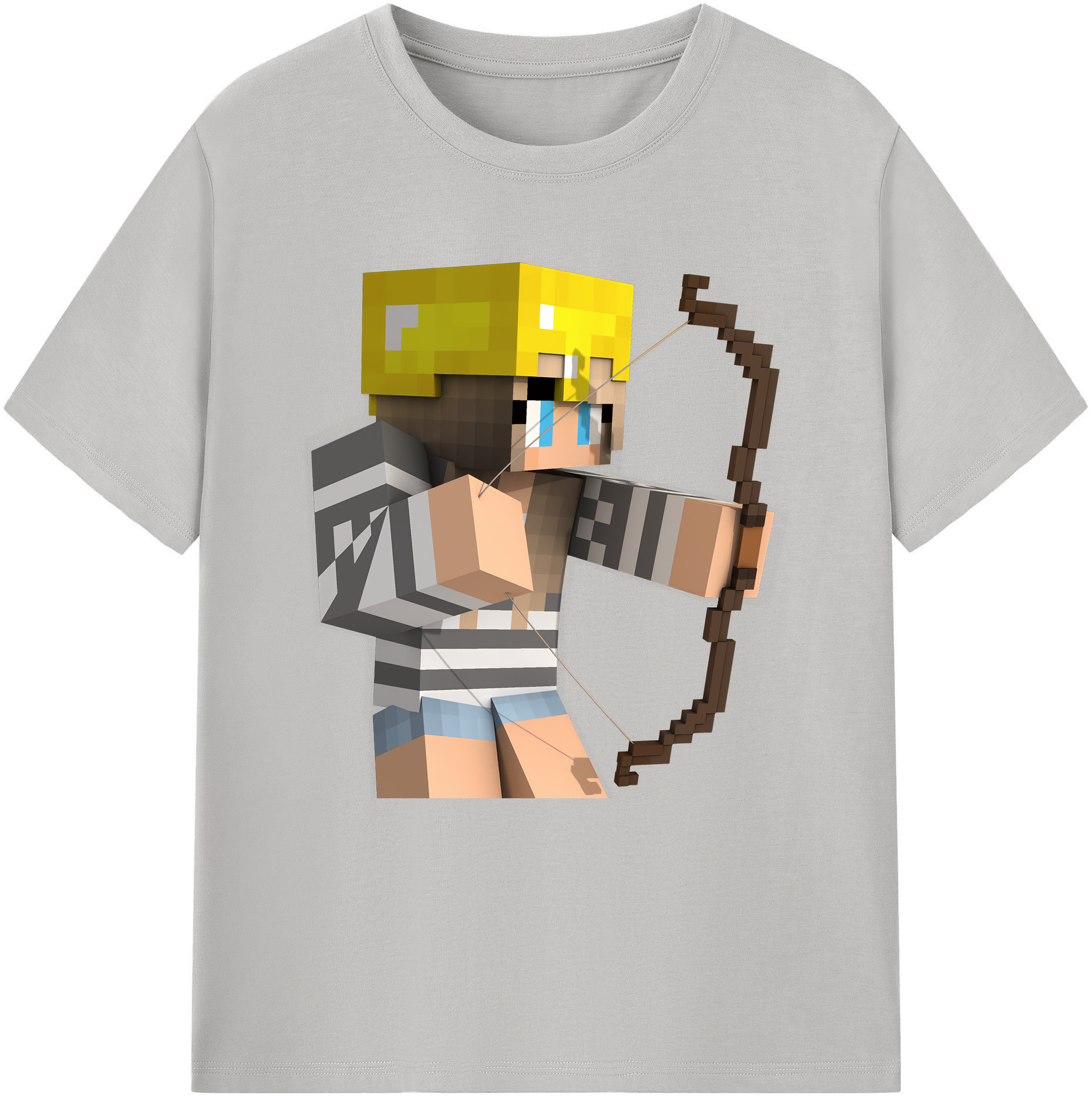 （画像用） マインクラフト ブロックの世界 Minecraft MC Block world 綿100％半袖Tシャツ（フロントプリント）