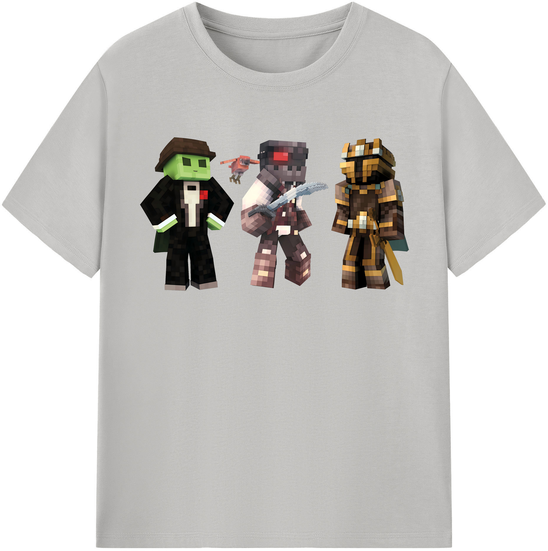 （画像用） マインクラフト ブロックの世界 Minecraft MC Block world 綿100％半袖Tシャツ（フロントプリント）