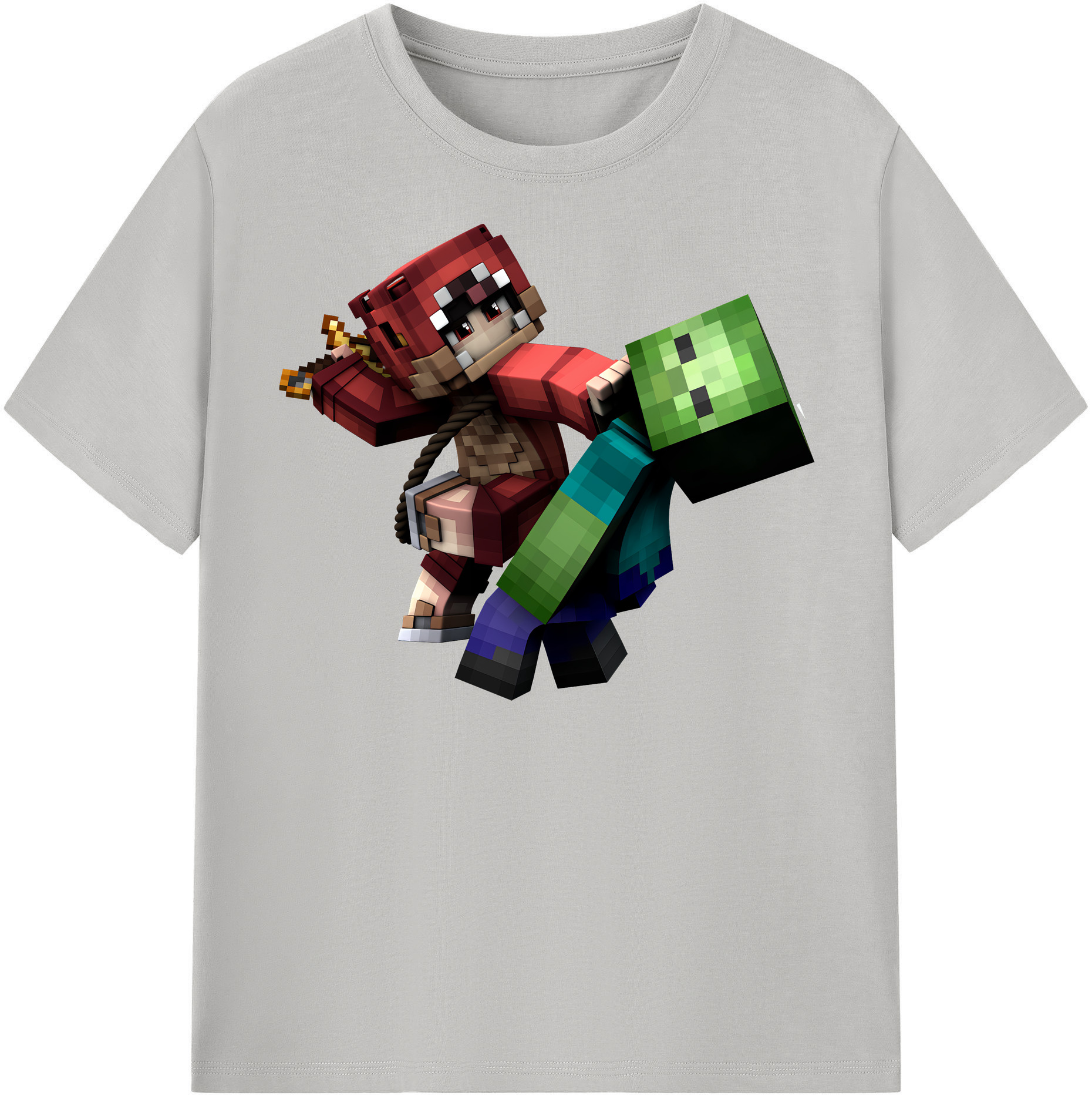 （画像用） マインクラフト ブロックの世界 Minecraft MC Block world 綿100％半袖Tシャツ（フロントプリント）