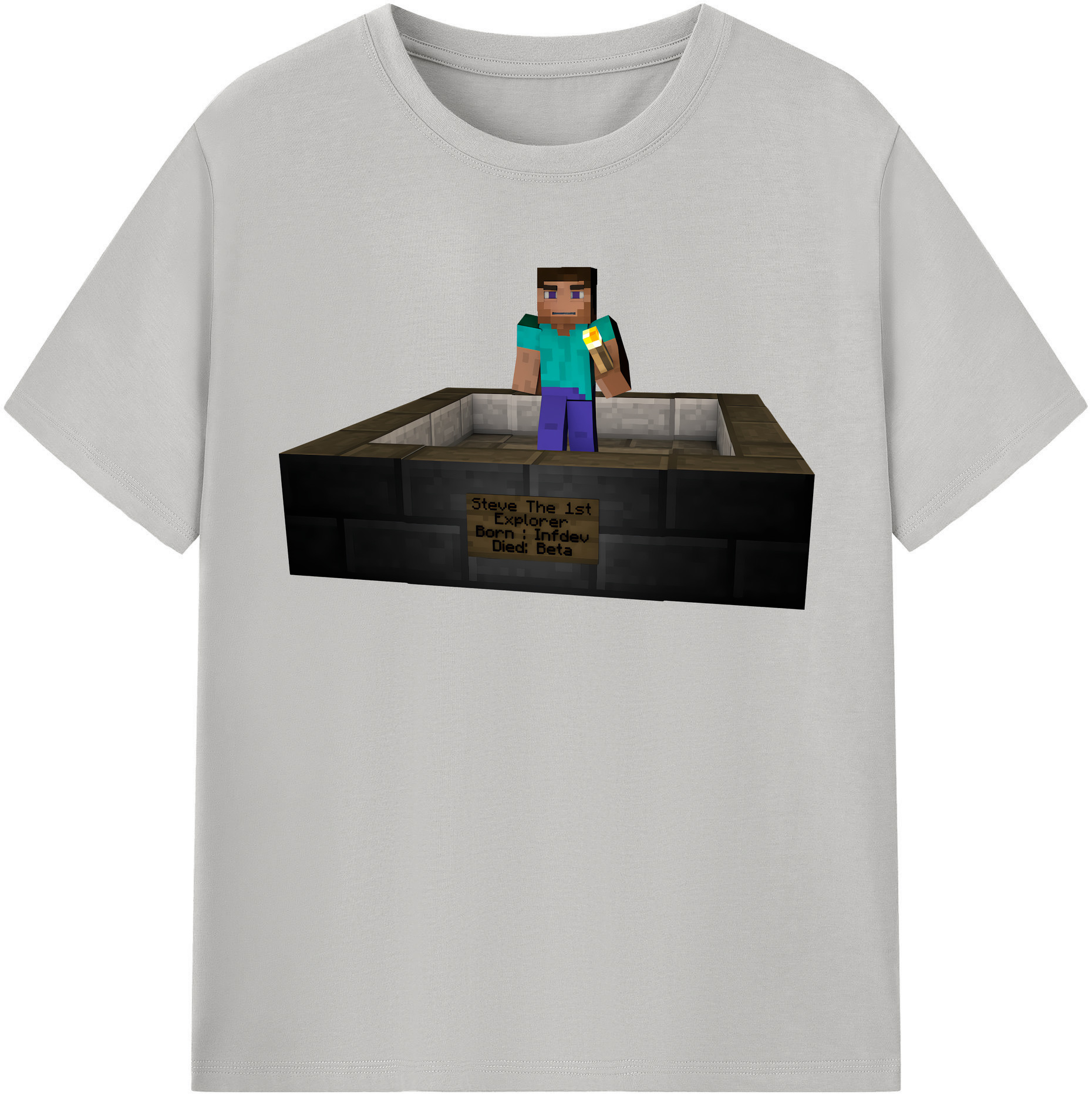 （画像用） マインクラフト ブロックの世界 Minecraft MC Block world 綿100％半袖Tシャツ（フロントプリント）