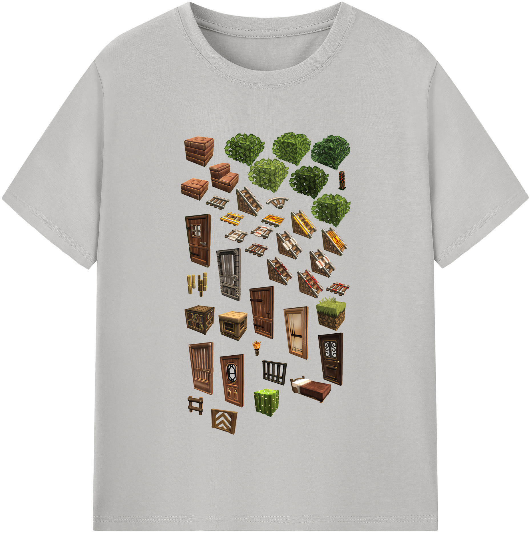 （画像用） マインクラフト ブロックの世界 Minecraft MC Block world 綿100％半袖Tシャツ（フロントプリント）