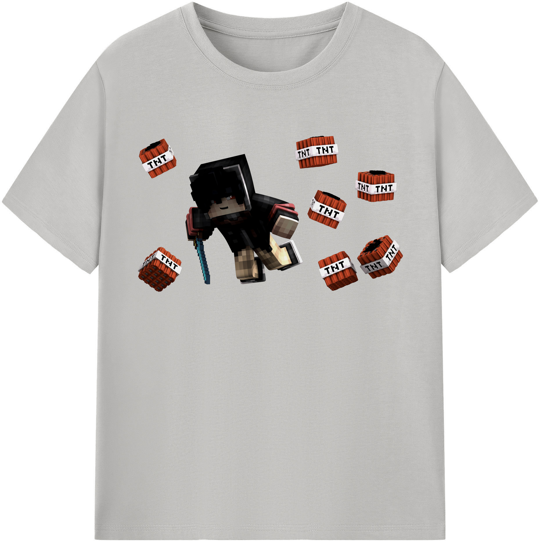 （画像用） マインクラフト ブロックの世界 Minecraft MC Block world 綿100％半袖Tシャツ（フロントプリント）