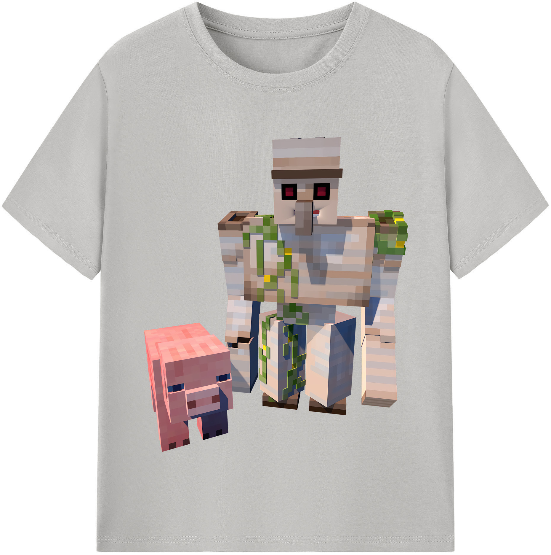 （画像用） マインクラフト ブロックの世界 Minecraft MC Block world 綿100％半袖Tシャツ（フロントプリント）