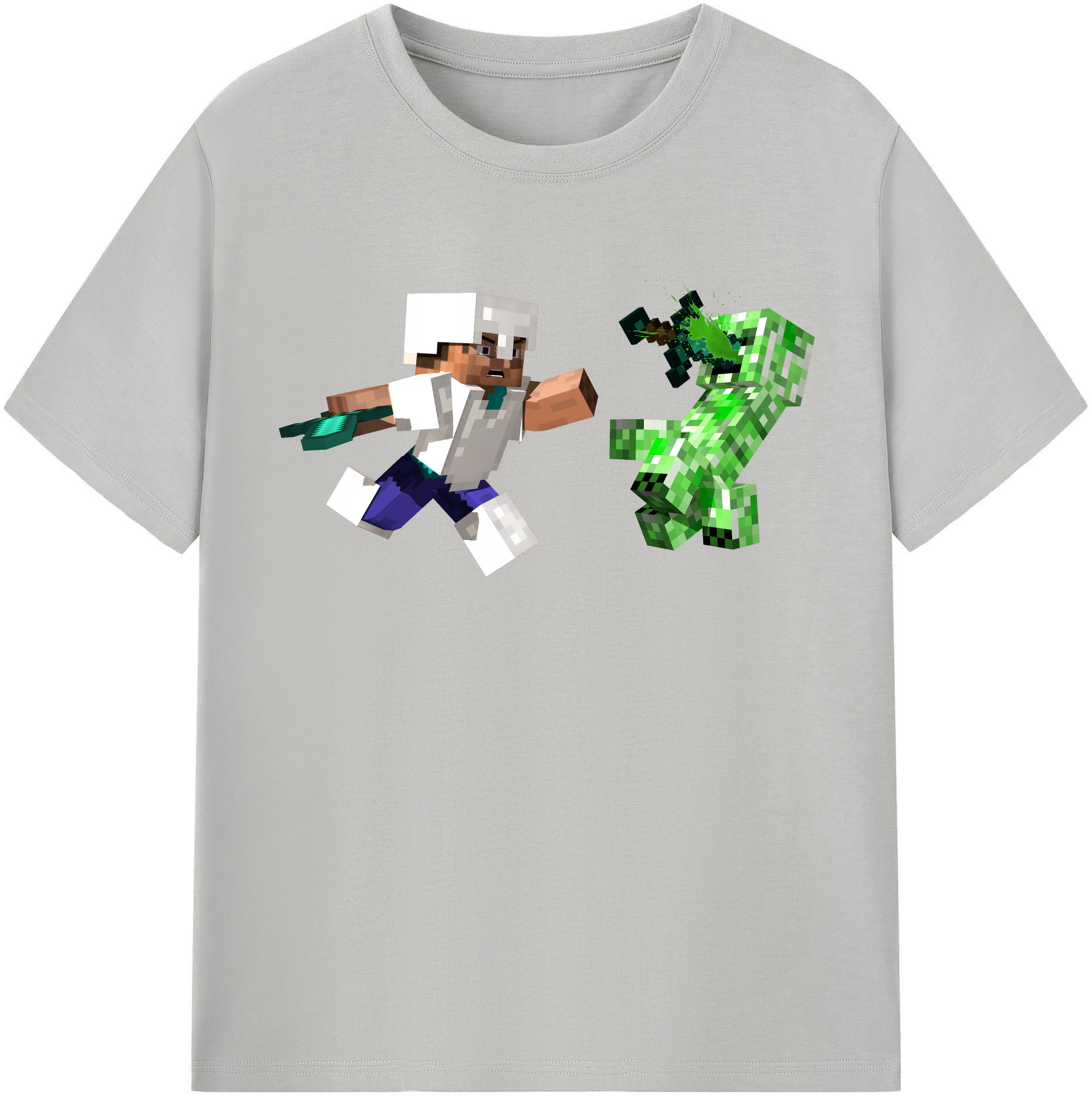 （画像用） マインクラフト ブロックの世界 Minecraft MC Block world 綿100％半袖Tシャツ（フロントプリント）
