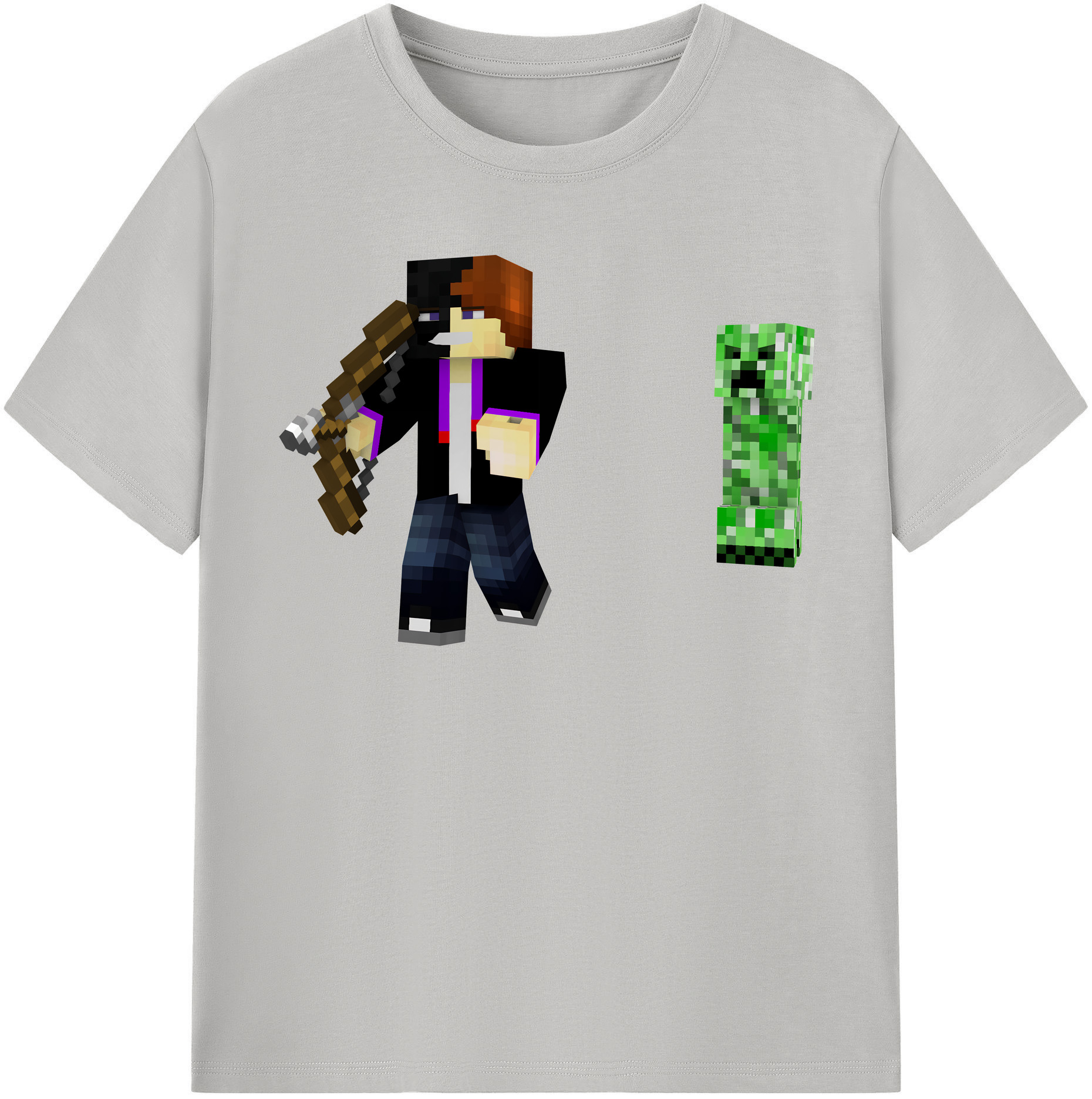 （画像用） マインクラフト ブロックの世界 Minecraft MC Block world 綿100％半袖Tシャツ（フロントプリント）