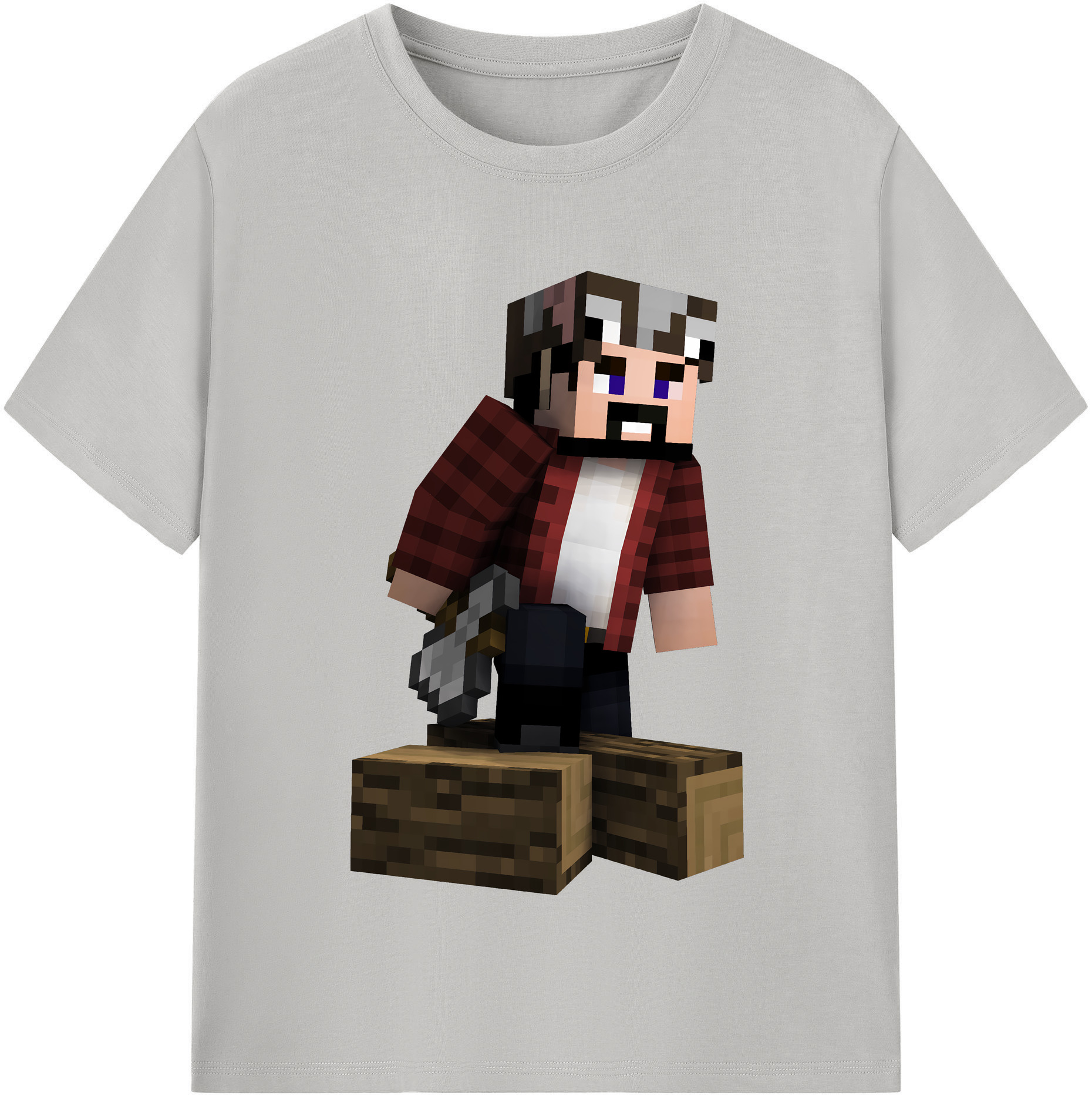 （画像用） マインクラフト ブロックの世界 Minecraft MC Block world 綿100％半袖Tシャツ（フロントプリント）