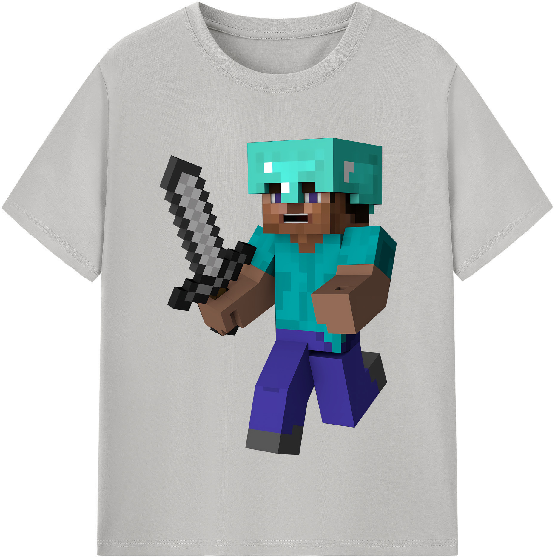 （画像用） マインクラフト ブロックの世界 Minecraft MC Block world 綿100％半袖Tシャツ（フロントプリント）