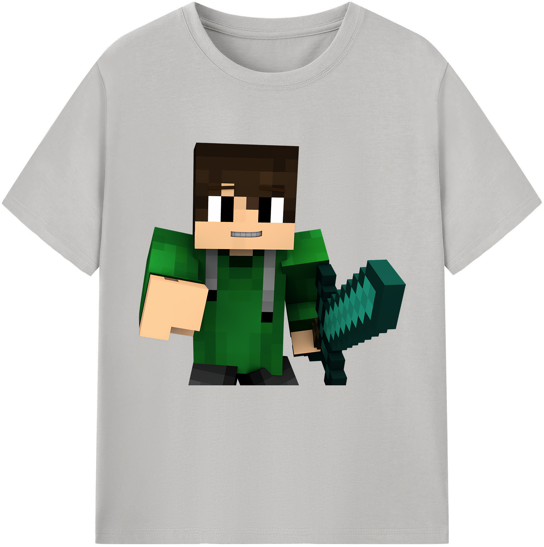 （画像用） マインクラフト ブロックの世界 Minecraft MC Block world 綿100％半袖Tシャツ（フロントプリント）
