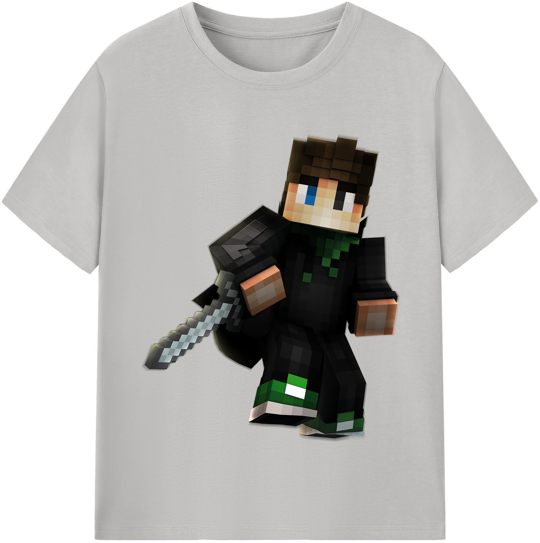 （画像用） マインクラフト ブロックの世界 Minecraft MC Block world 綿100％半袖Tシャツ（フロントプリント）