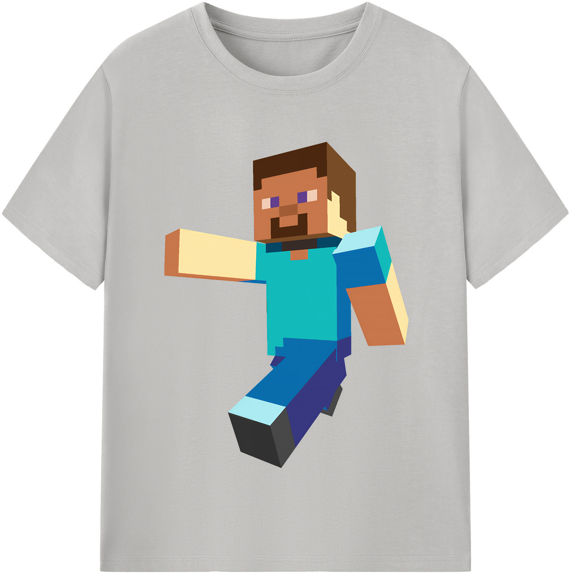 （画像用） マインクラフト ブロックの世界 Minecraft MC Block world 綿100％半袖Tシャツ（フロントプリント）