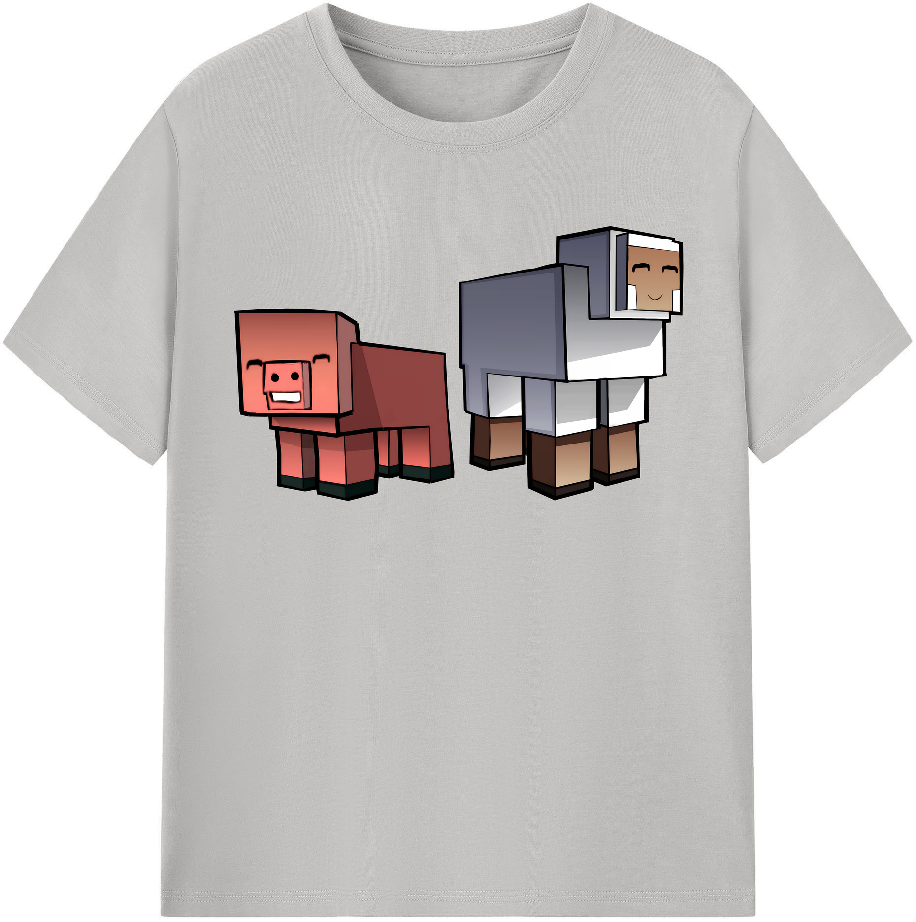 （画像用） マインクラフト ブロックの世界 Minecraft MC Block world 綿100％半袖Tシャツ（フロントプリント）