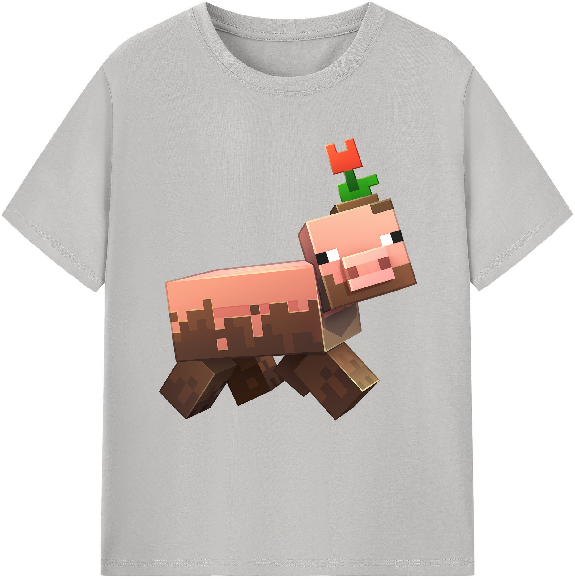 （画像用） マインクラフト ブロックの世界 Minecraft MC Block world 綿100％半袖Tシャツ（フロントプリント）
